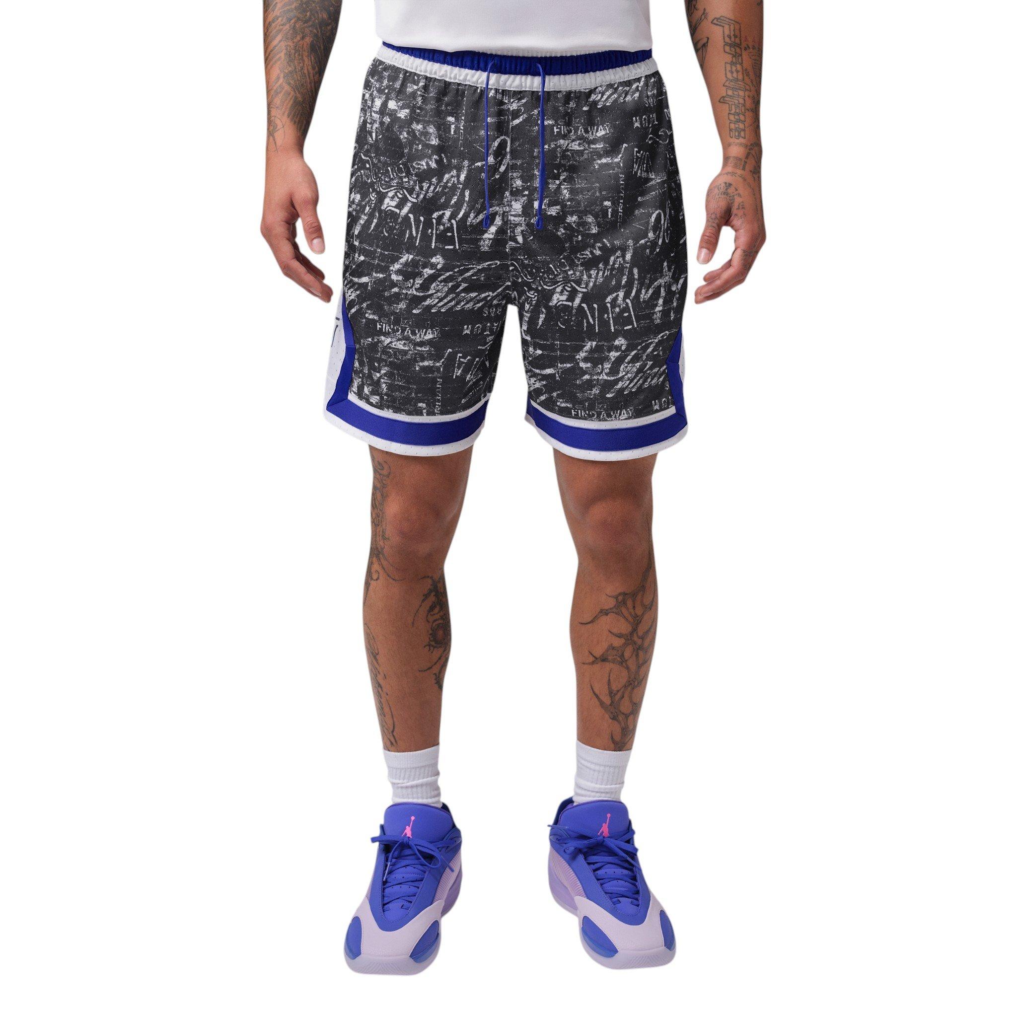 Jordan Men's Tatum Sport Dri-FIT AOP Diamond Basketball Shorts - White/Concord - WHITE