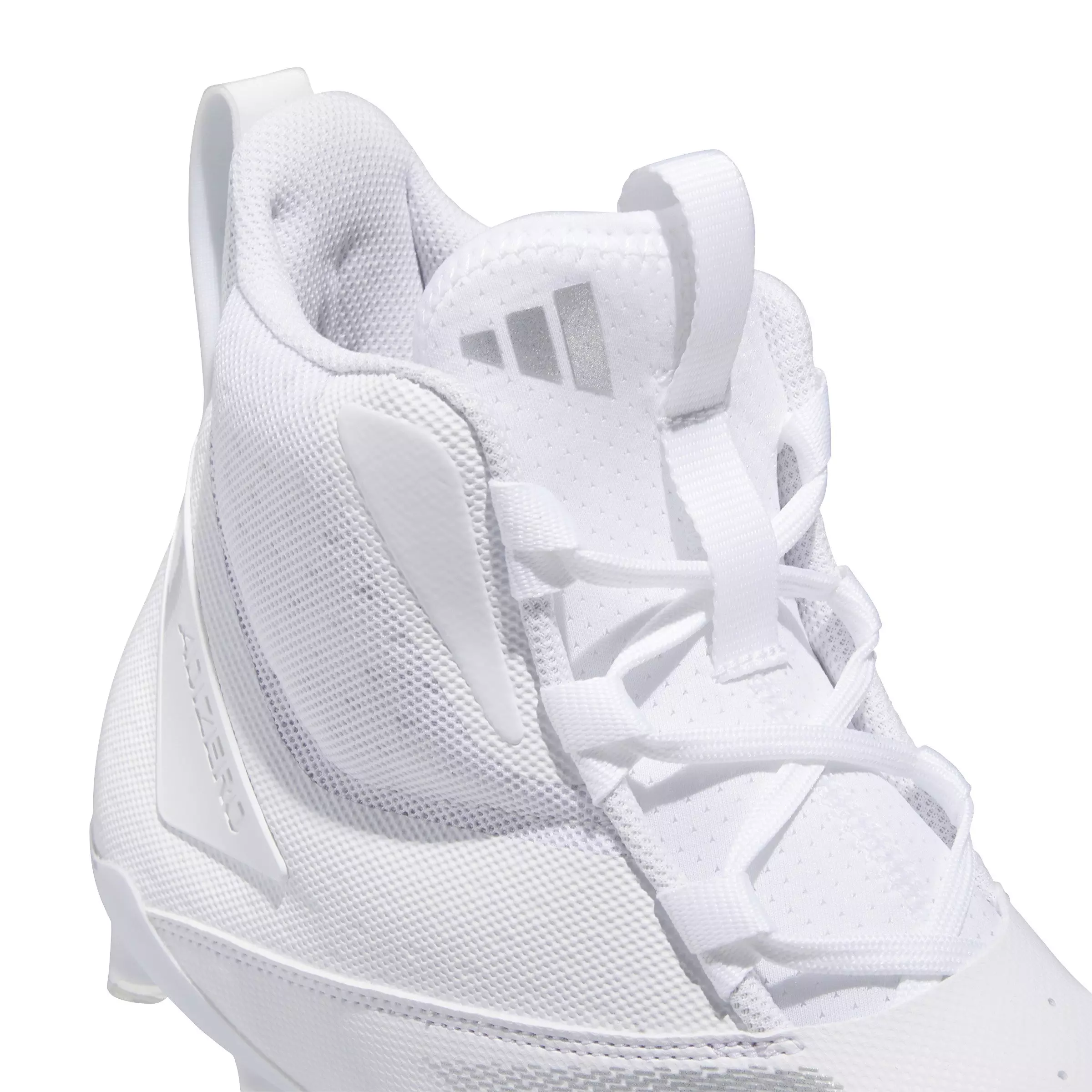 adidas Adizero Chaos Lineman "Ftwr White/Silver Metallic/Ftwr White" Men's Football Cleat - WHITE/SILVER/WHITE