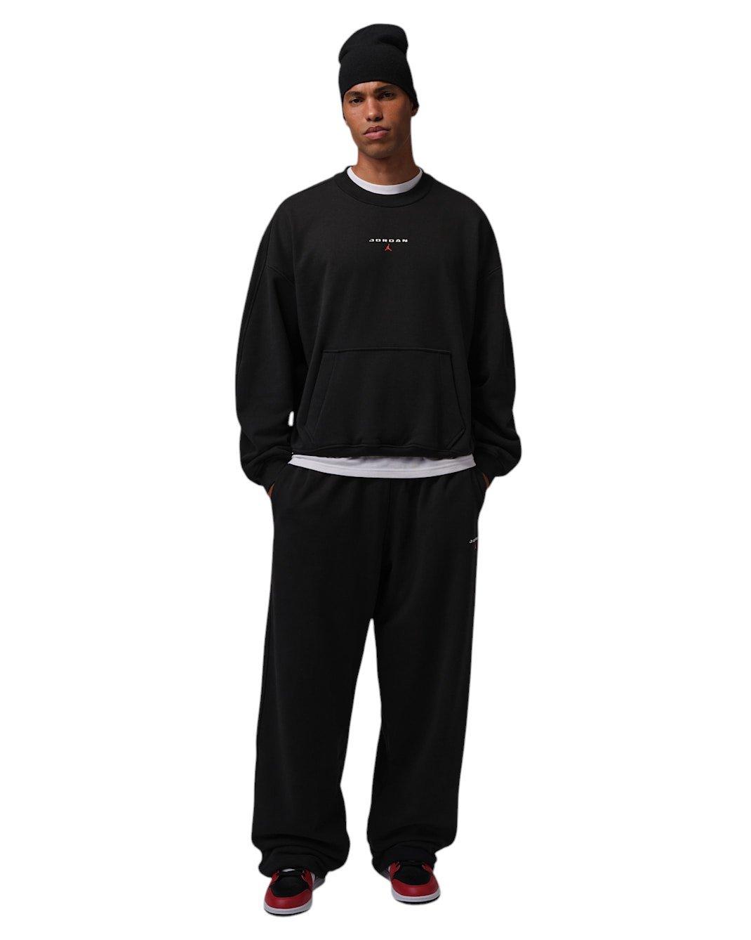 Jordan Men's Flight Fleece Crew-Neck Sweatshirt - Black - BLACK