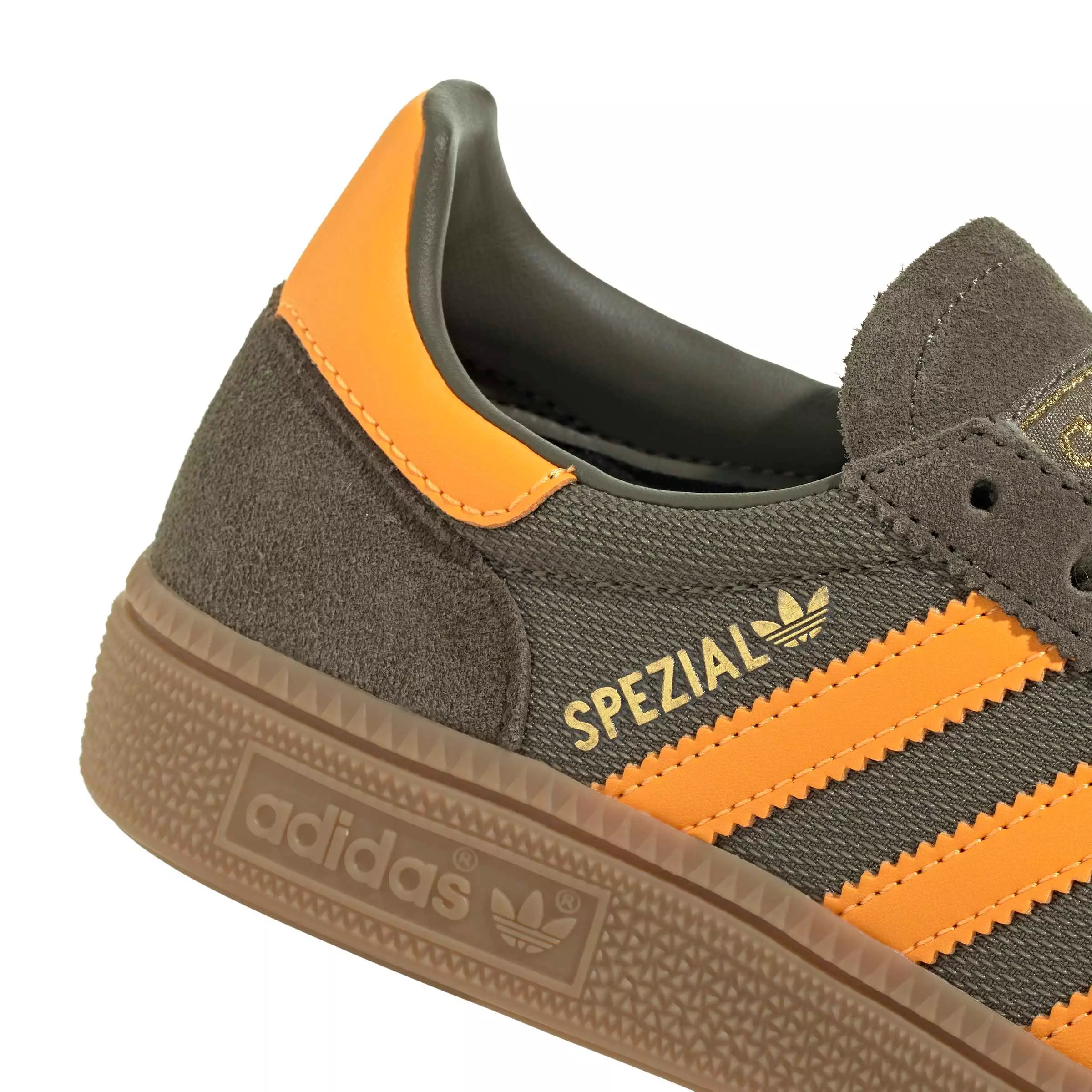 adidas Originals Handball Spezial "Olive Strata/Pure Tangerine/Gum 4" Grade School Boys' Shoe - OLIVE/TANGERINE/GUM