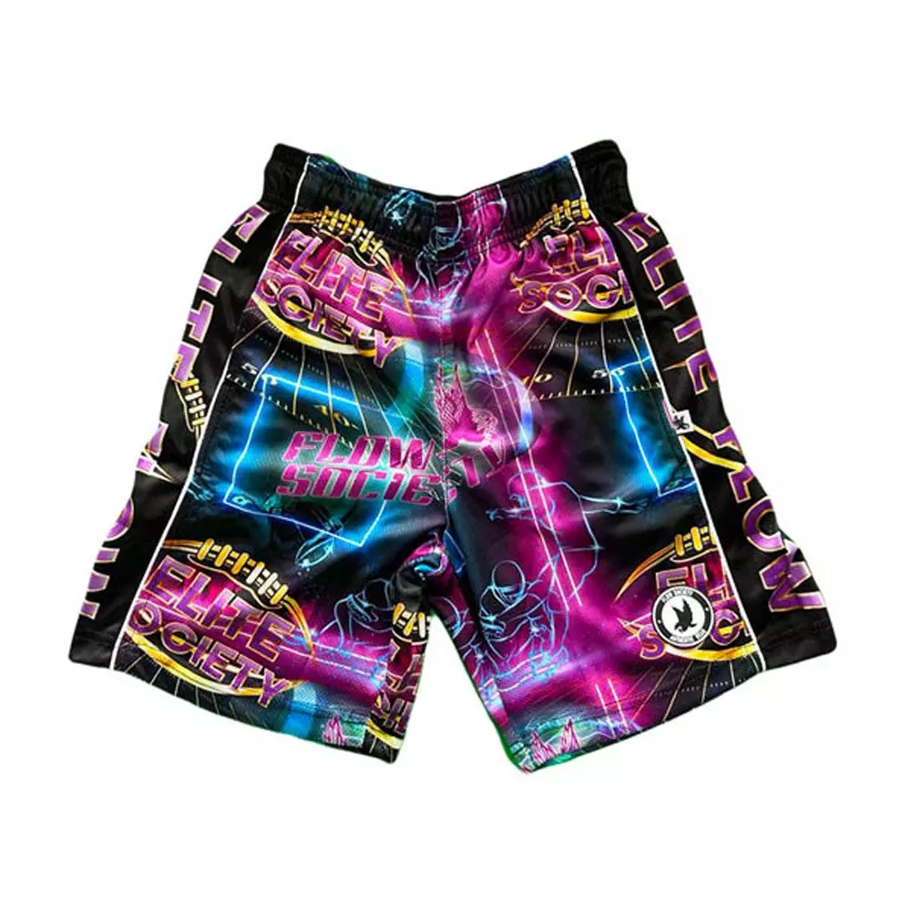 Flow Society Big Boys' Elite Football Shorts - Black/Neon Purple - BLACK/NEON PURPLE