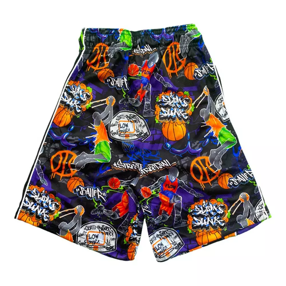 Flow Society Big Boys' Graffiti Streetball Shorts -Black - BLACK