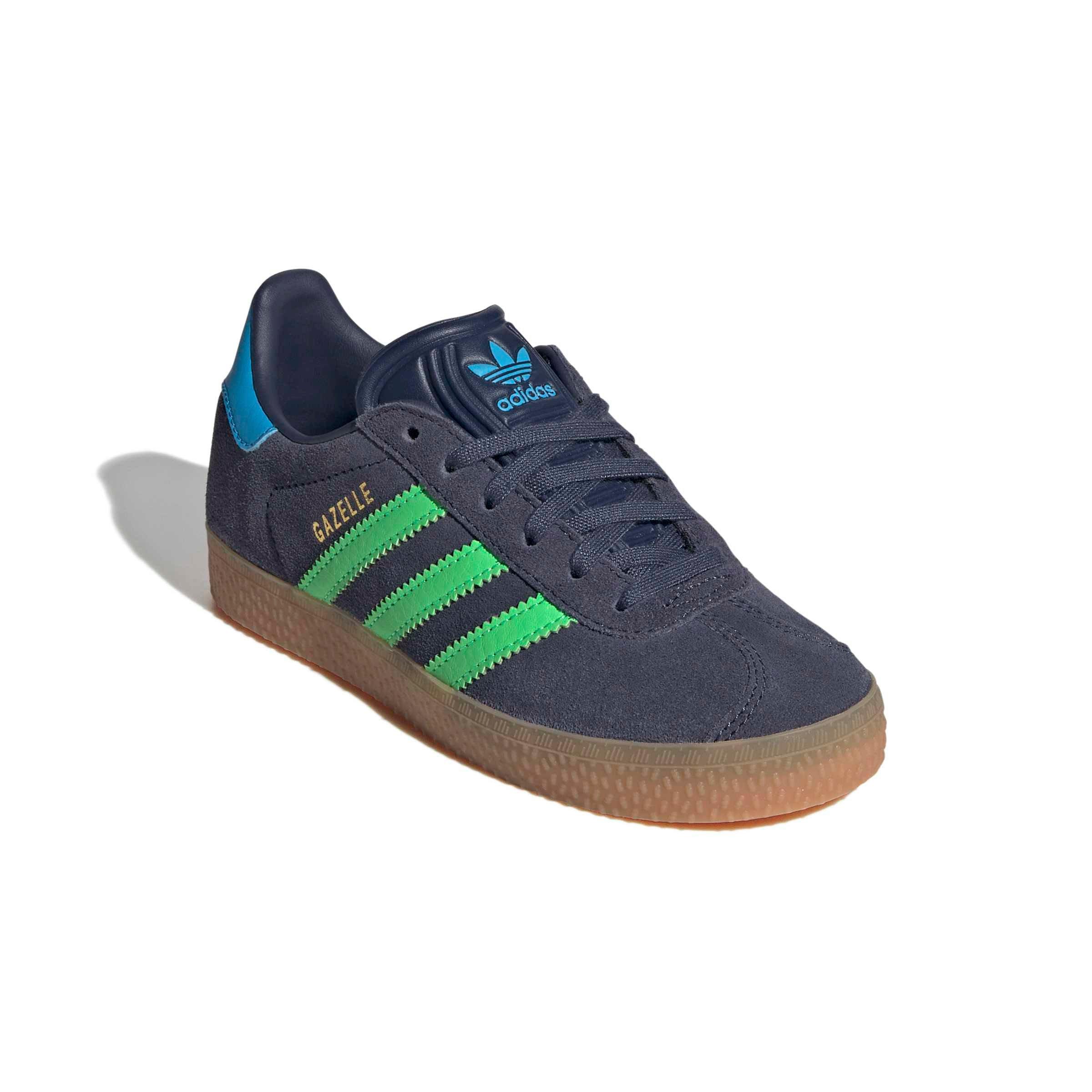 adidas Originals Gazelle "Shadow Navy/Screaming Green/Lucid Aquamarine" Preschool Boys' Shoe - NAVY/GREEN/AQUAMARINE Thumbnail View 3