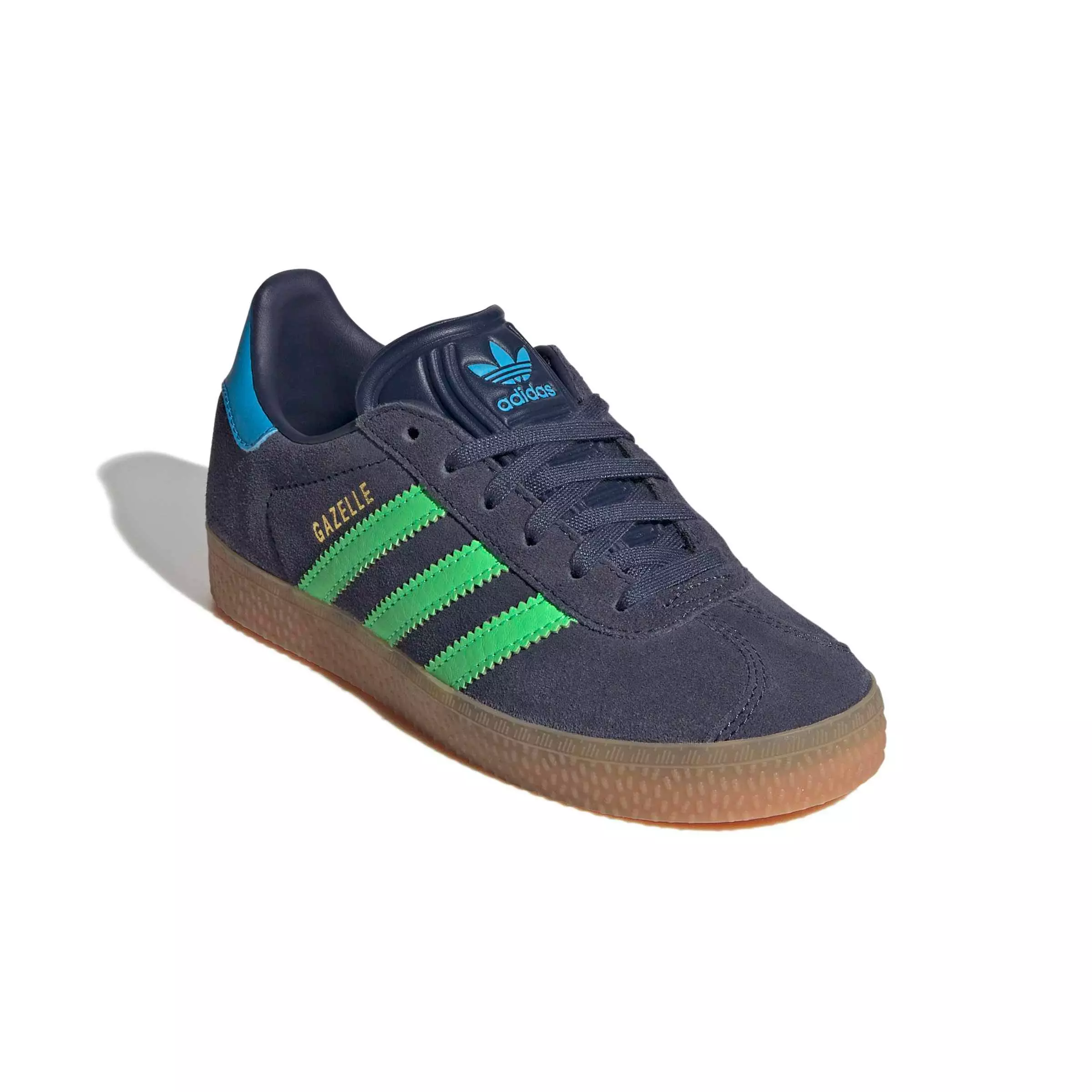adidas Originals Gazelle "Shadow Navy/Screaming Green/Lucid Aquamarine" Preschool Boys' Shoe - NAVY/GREEN/AQUAMARINE