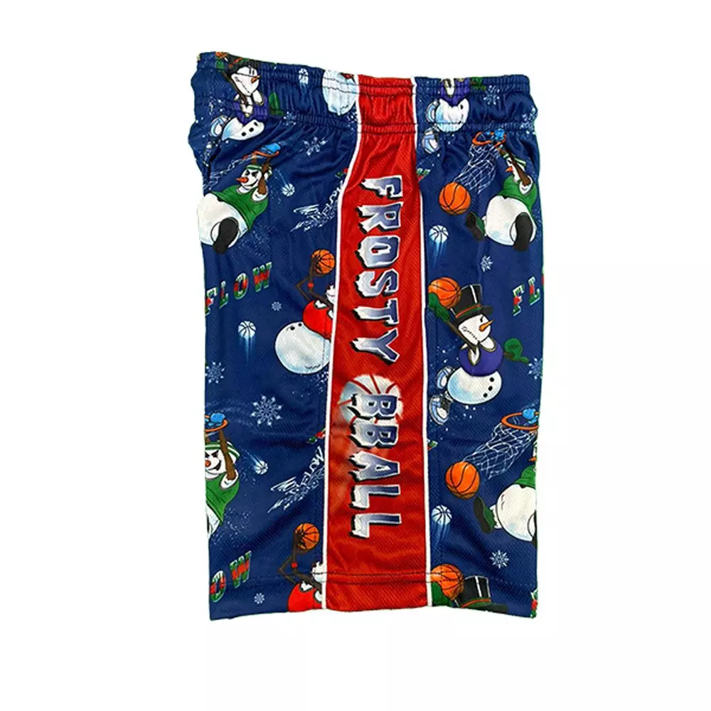 Flow Society Big Boys' Snowman Frosty Bball Shorts - Blue - BLUE