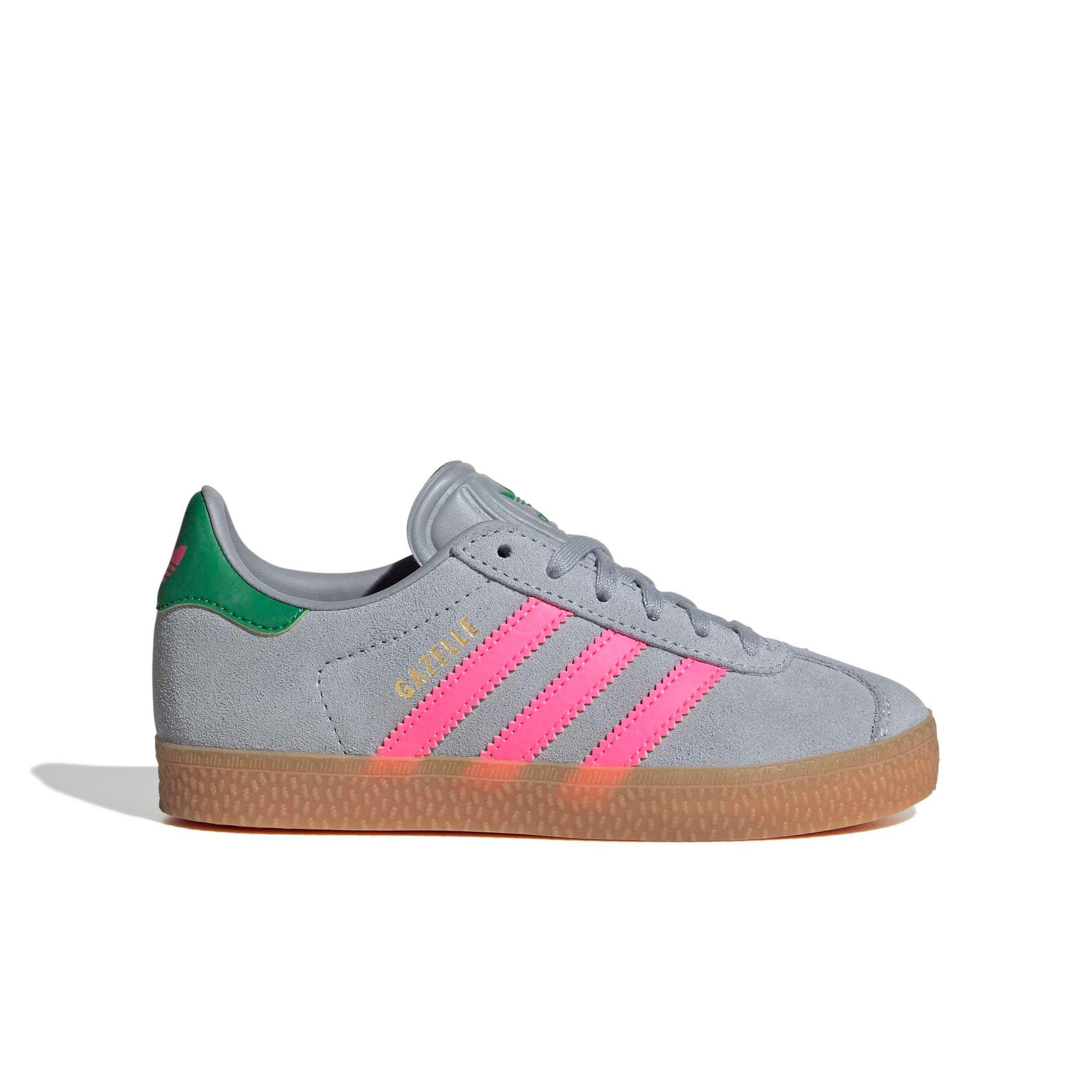 adidas Originals Gazelle "Halo Silver/Lucid Pink/Green" Preschool Girls' Shoe - SILVER/PINK/GREEN Thumbnail View 1