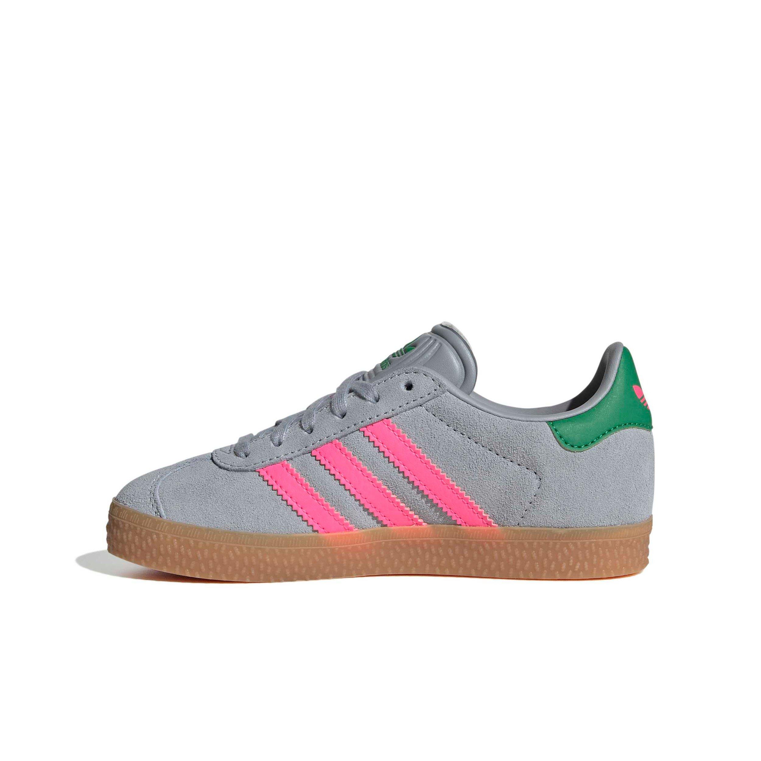 adidas Originals Gazelle "Halo Silver/Lucid Pink/Green" Preschool Girls' Shoe - SILVER/PINK/GREEN Thumbnail View 2
