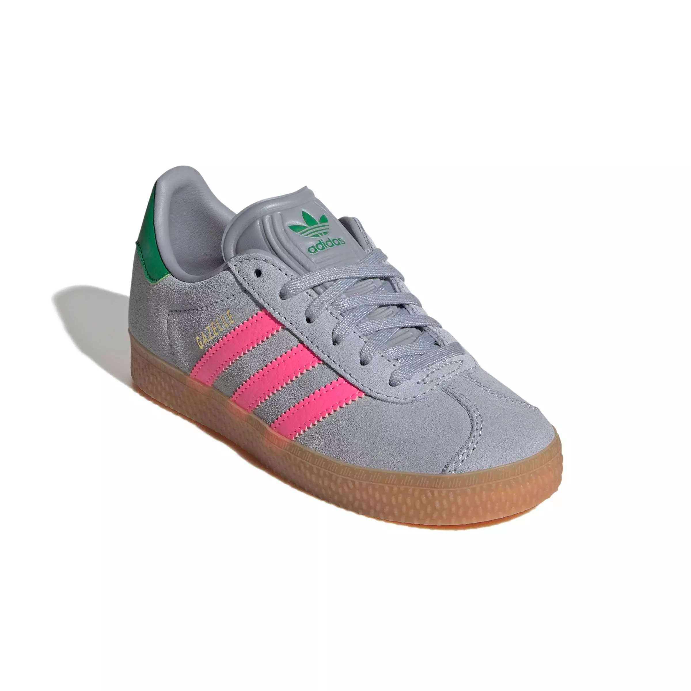 adidas Originals Gazelle "Halo Silver/Lucid Pink/Green" Preschool Girls' Shoe - SILVER/PINK/GREEN