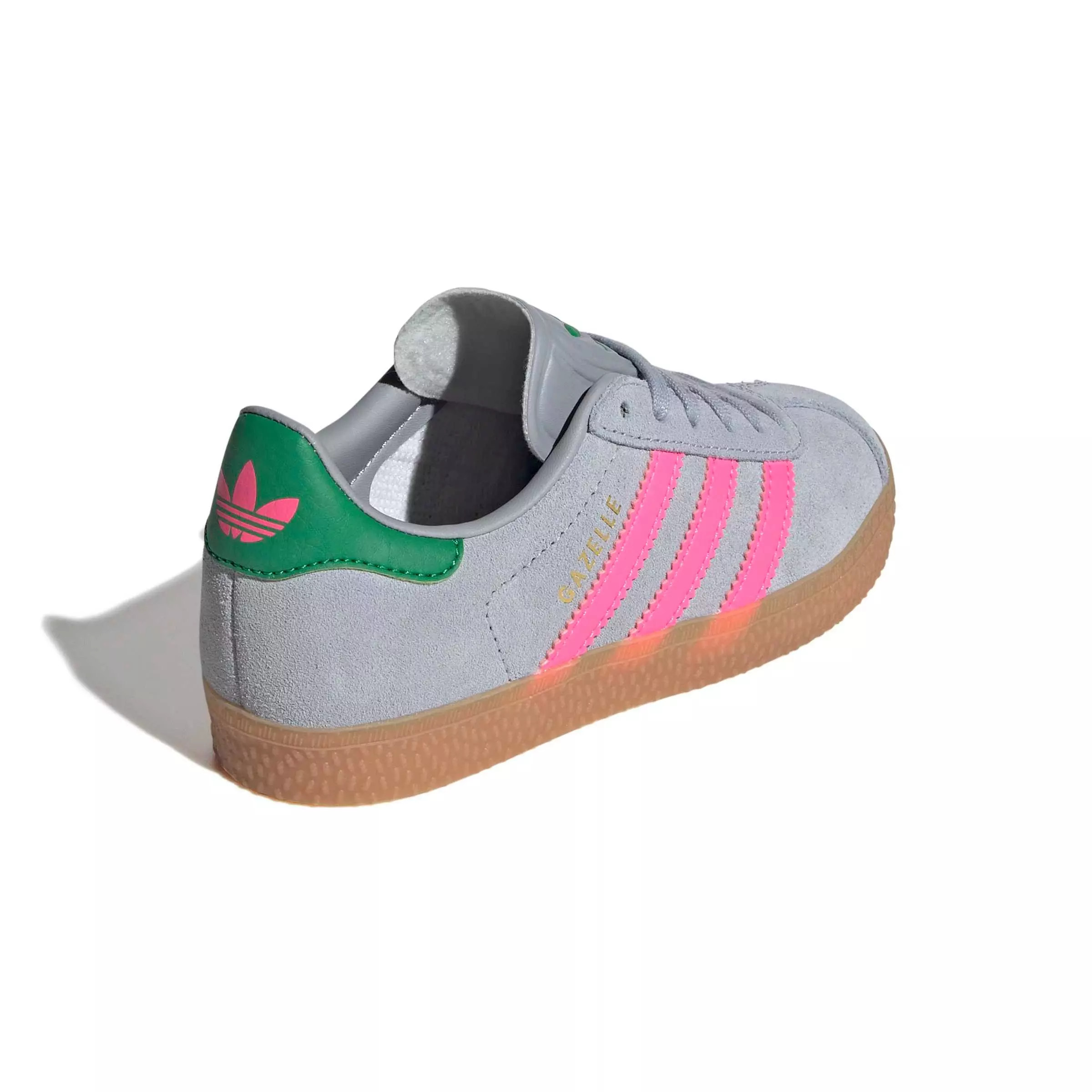 adidas Originals Gazelle "Halo Silver/Lucid Pink/Green" Preschool Girls' Shoe - SILVER/PINK/GREEN