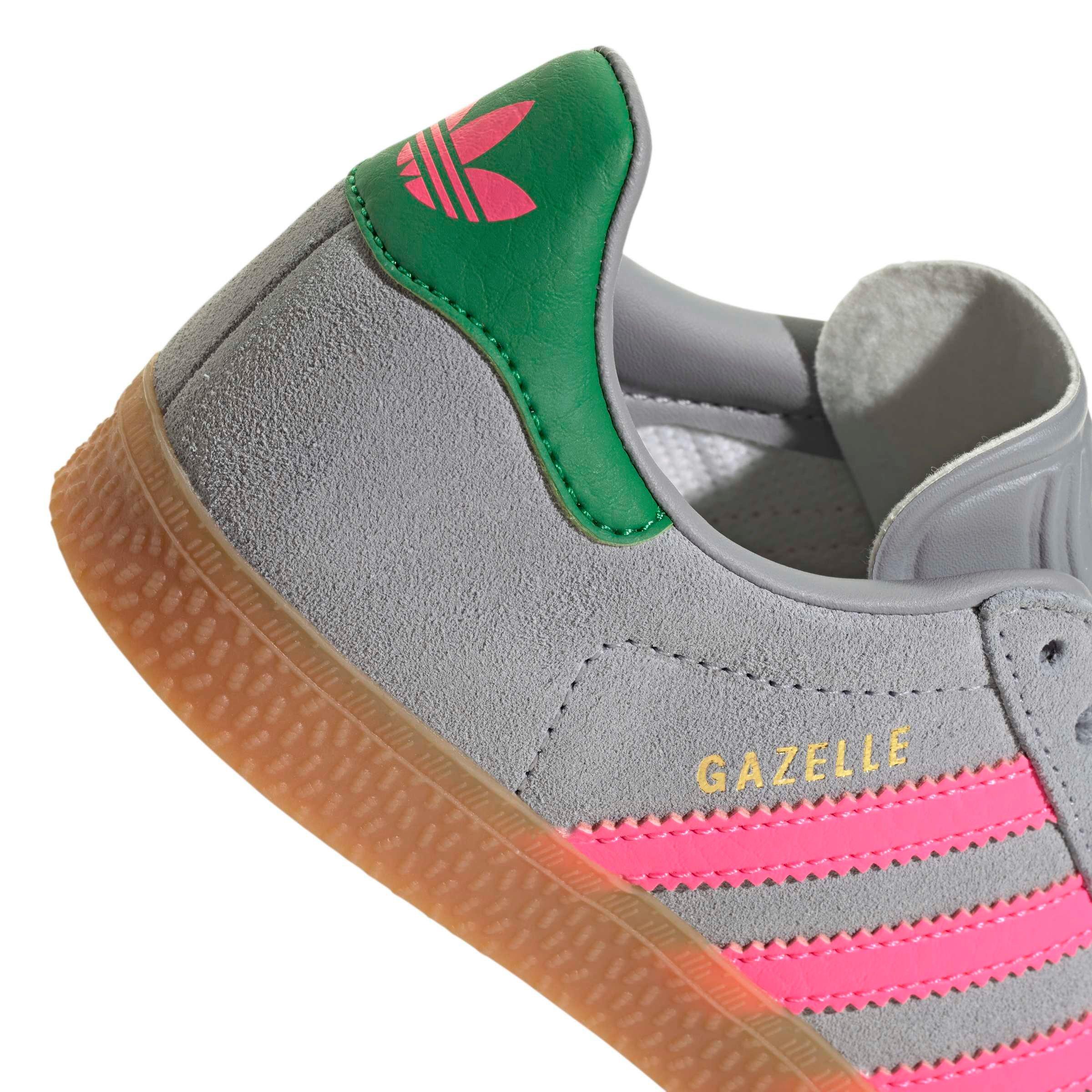 adidas Originals Gazelle "Halo Silver/Lucid Pink/Green" Preschool Girls' Shoe - SILVER/PINK/GREEN Thumbnail View 8