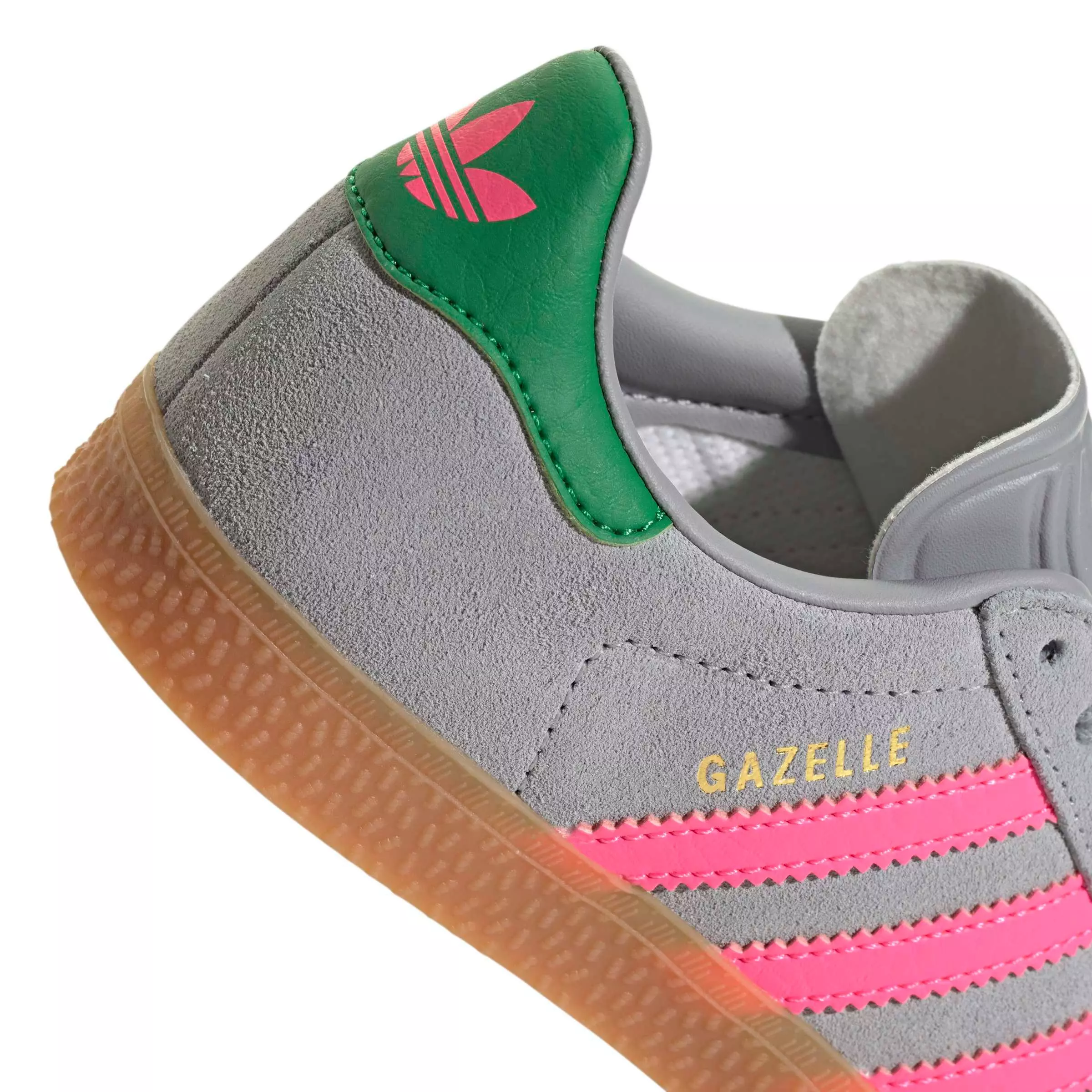 adidas Originals Gazelle "Halo Silver/Lucid Pink/Green" Preschool Girls' Shoe - SILVER/PINK/GREEN