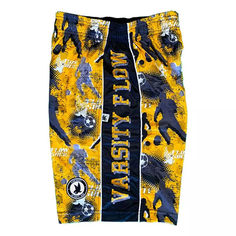 Flow Society Big Boys' Varsity Soccer Flow Shorts - Black/Gold - BLACK/GOLD