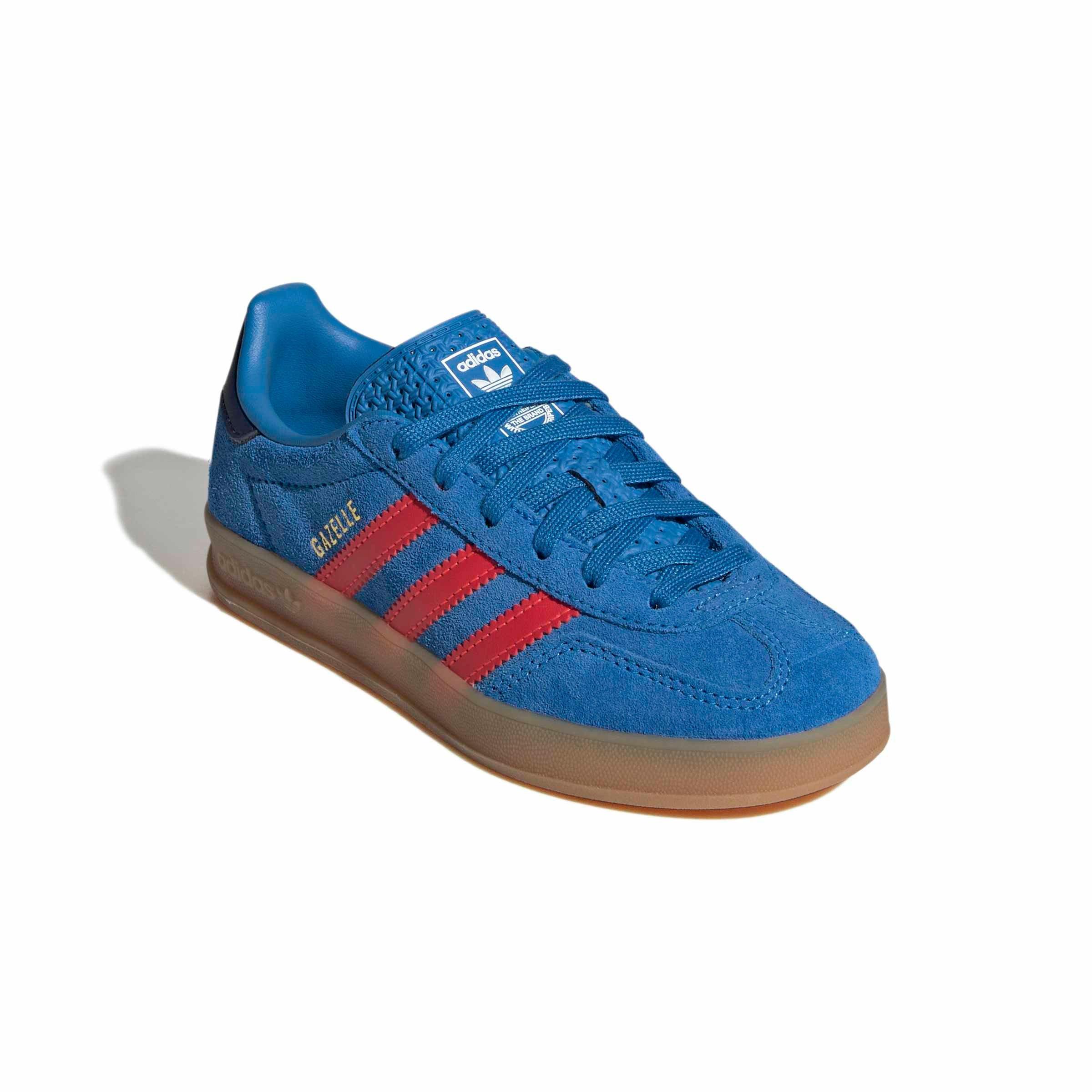 adidas Originals Gazelle Indoor "Lucid Ray Blue/Lucid Red/Gum 2" Preschool Boys' Shoe - BLUE/RED/GUM Thumbnail View 3