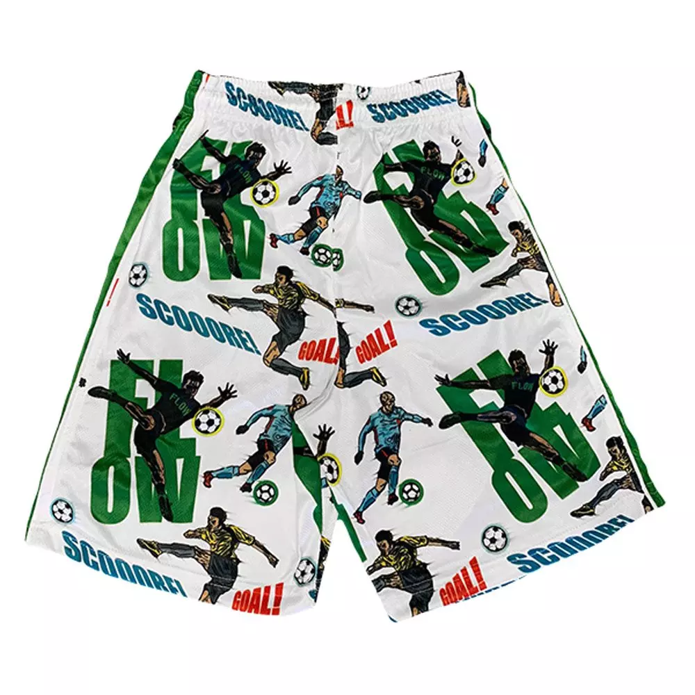 Flow Society Big Boys' Footie Flow Shorts - White/Green - WHITE/GREEN