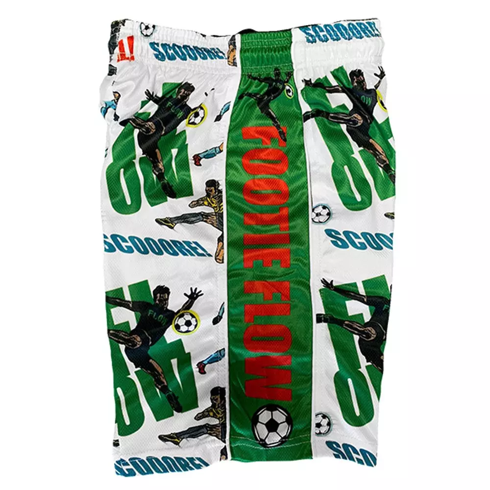 Flow Society Big Boys' Footie Flow Shorts - White/Green - WHITE/GREEN