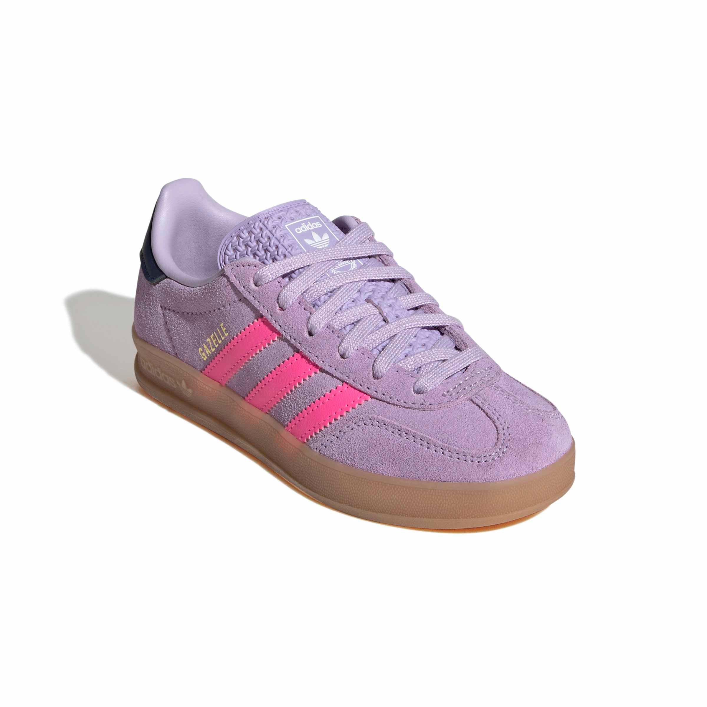 adidas Originals Gazelle Indoor "Powder Plum/Lucid Pink/Gum 2" Preschool Girls' Shoe - PLUM/PINK/GUM Thumbnail View 3