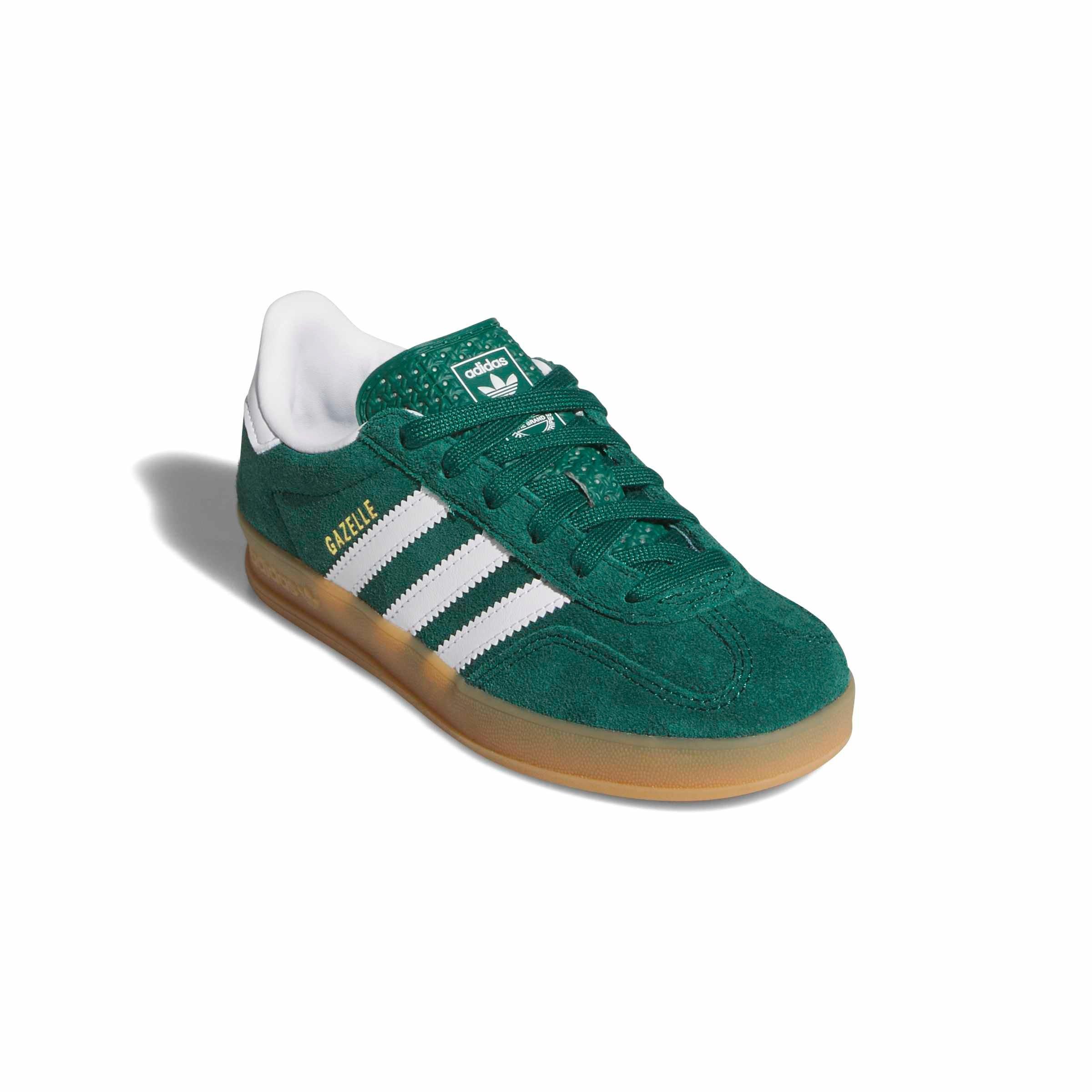 adidas Originals Gazelle Indoor "Collegiate Green/Ftwr White/Gum 2" Preschool Boys' Shoe - GREEN/WHITE/GUM Thumbnail View 3