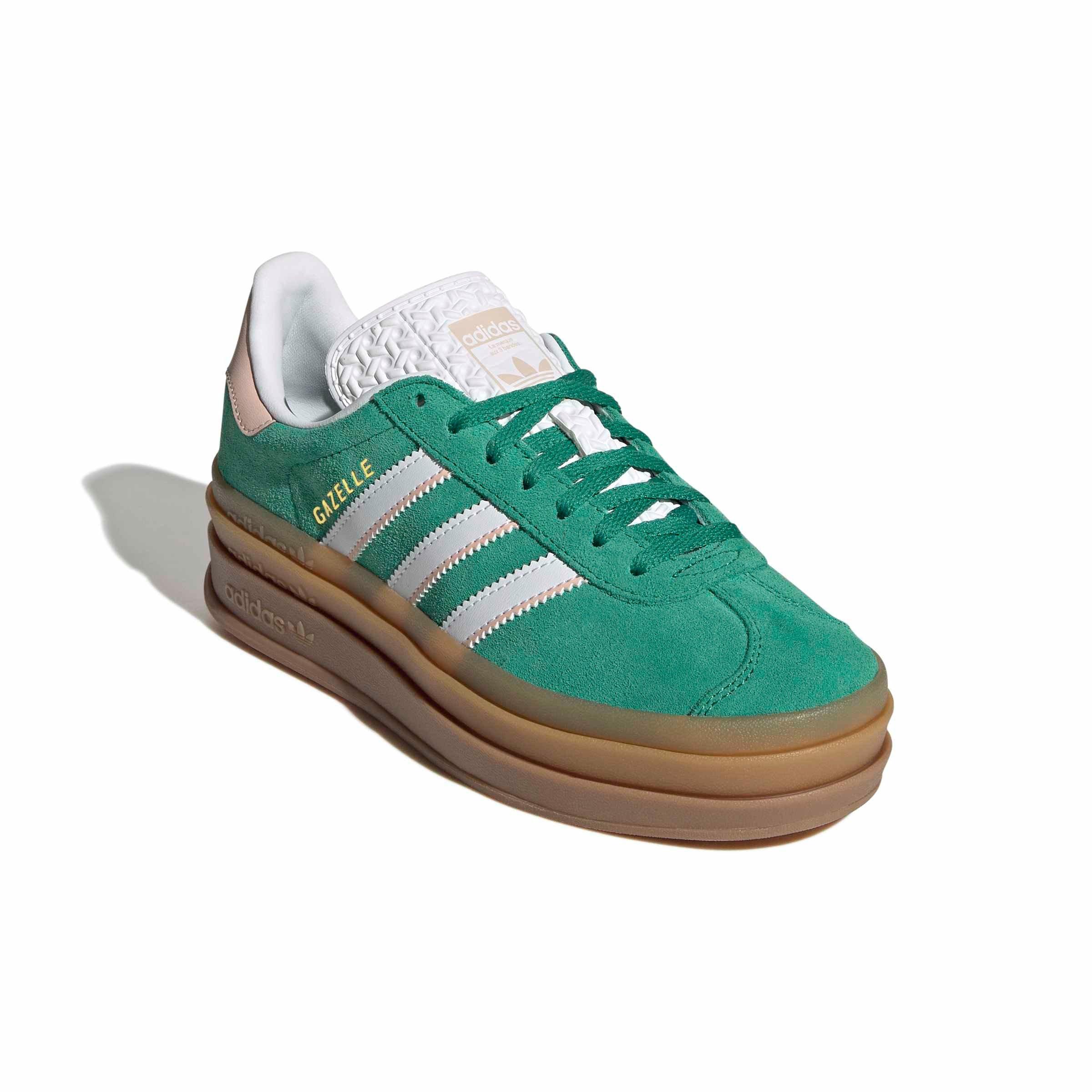 adidas Originals Gazelle Bold "Bold Green/Ftwr White/Gold Metallic" Grade School Girls' Shoe - GREEN/WHITE/GOLD Thumbnail View 3
