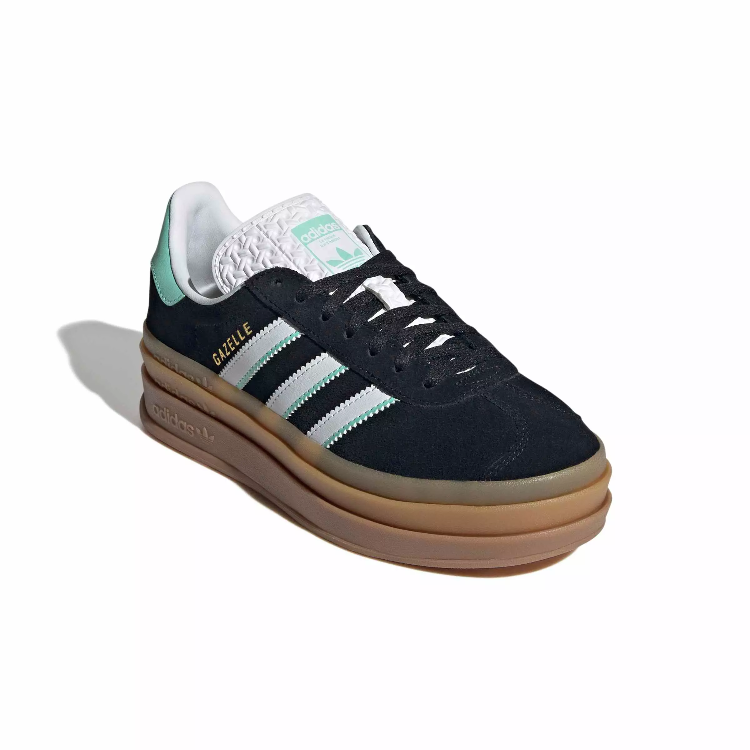 adidas Originals Gazelle Bold "Core Black/Ftwr White/Gum 1" Grade School Girls' Shoe - BLACK/WHITE/GUM