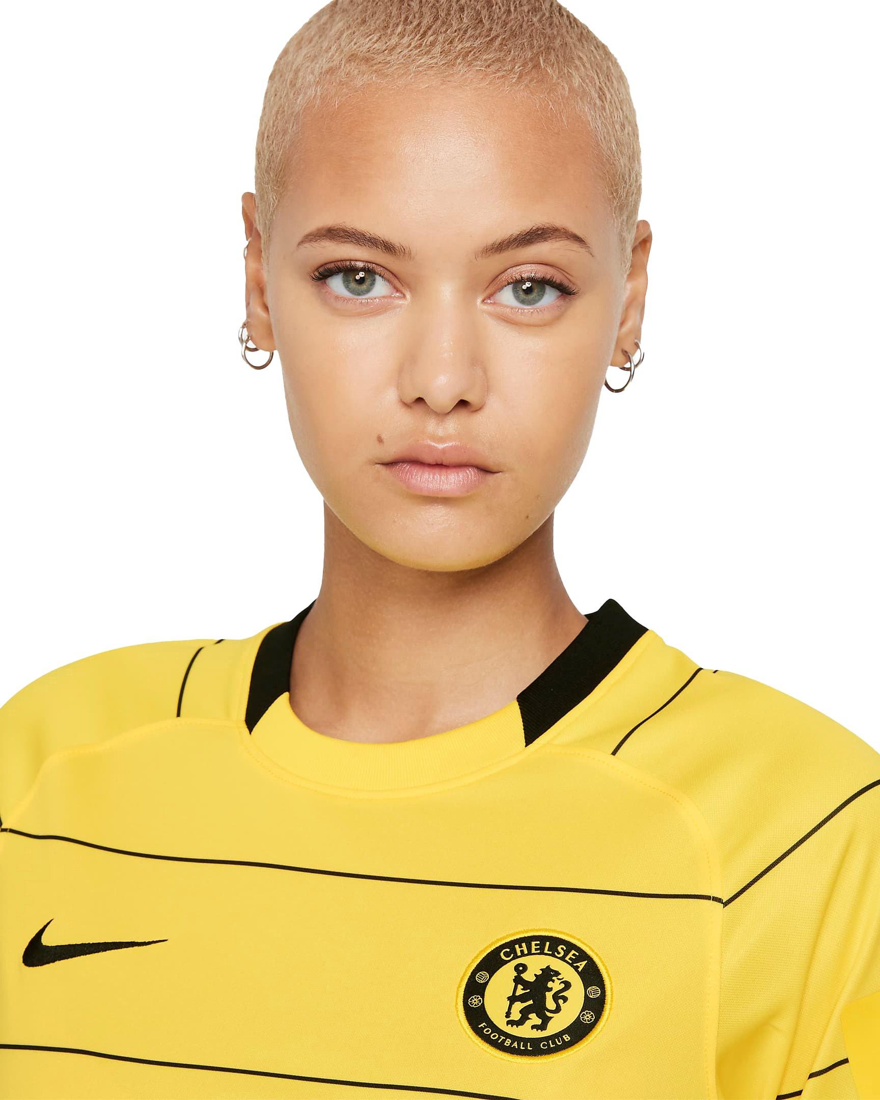 Nike Women's DF Chelsea FC 2021/22 Soccer Jersey-Yellow/Black - YELLOW Thumbnail View 3