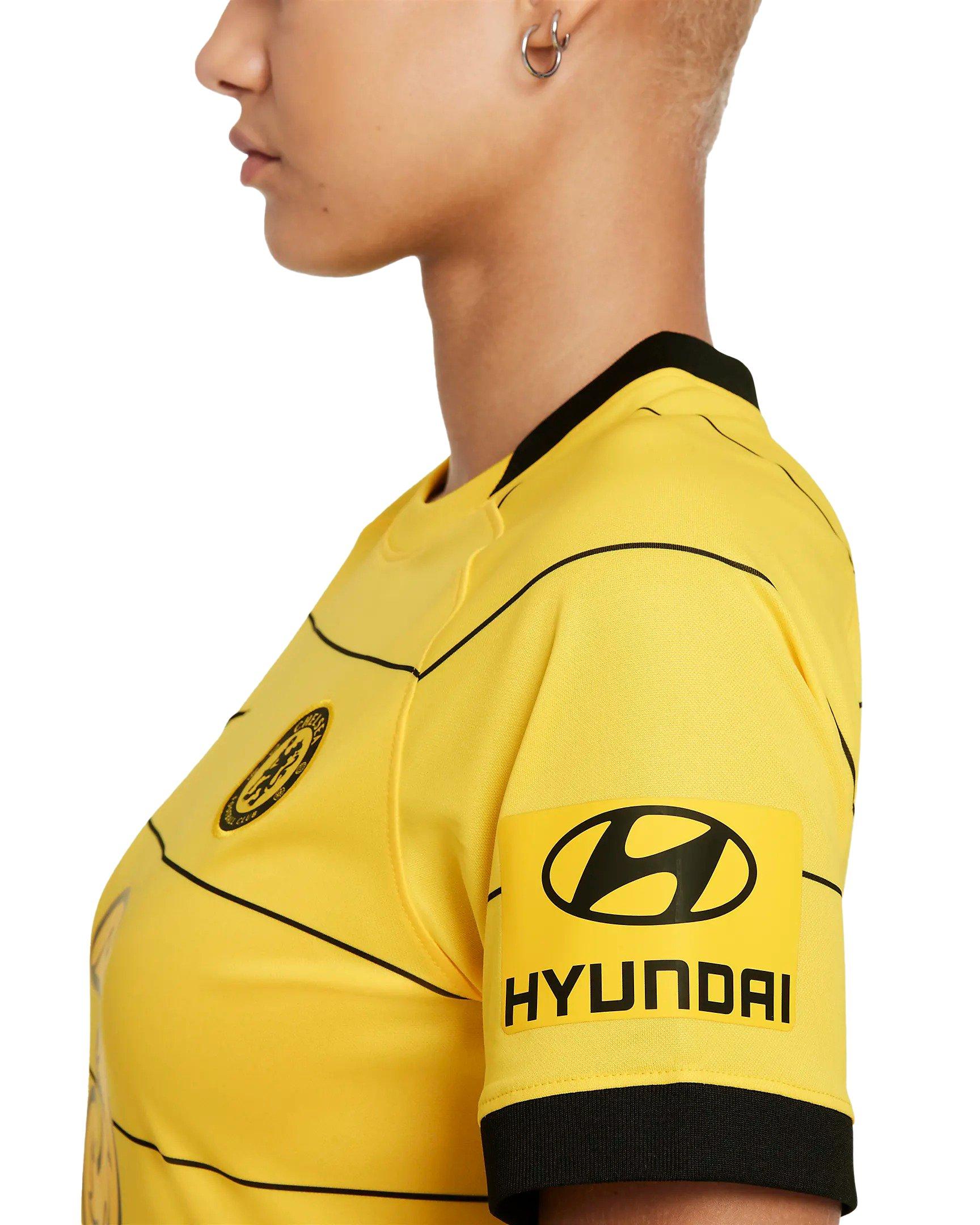 Nike Women's DF Chelsea FC 2021/22 Soccer Jersey-Yellow/Black - YELLOW Thumbnail View 6