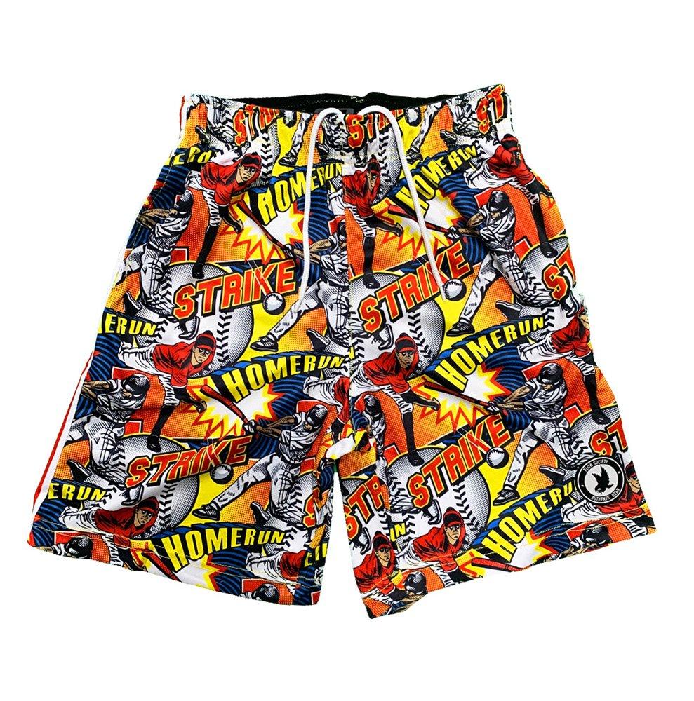 Flow Society Baseball Comic Sideline Big Boys' Orange Attack Shorts
