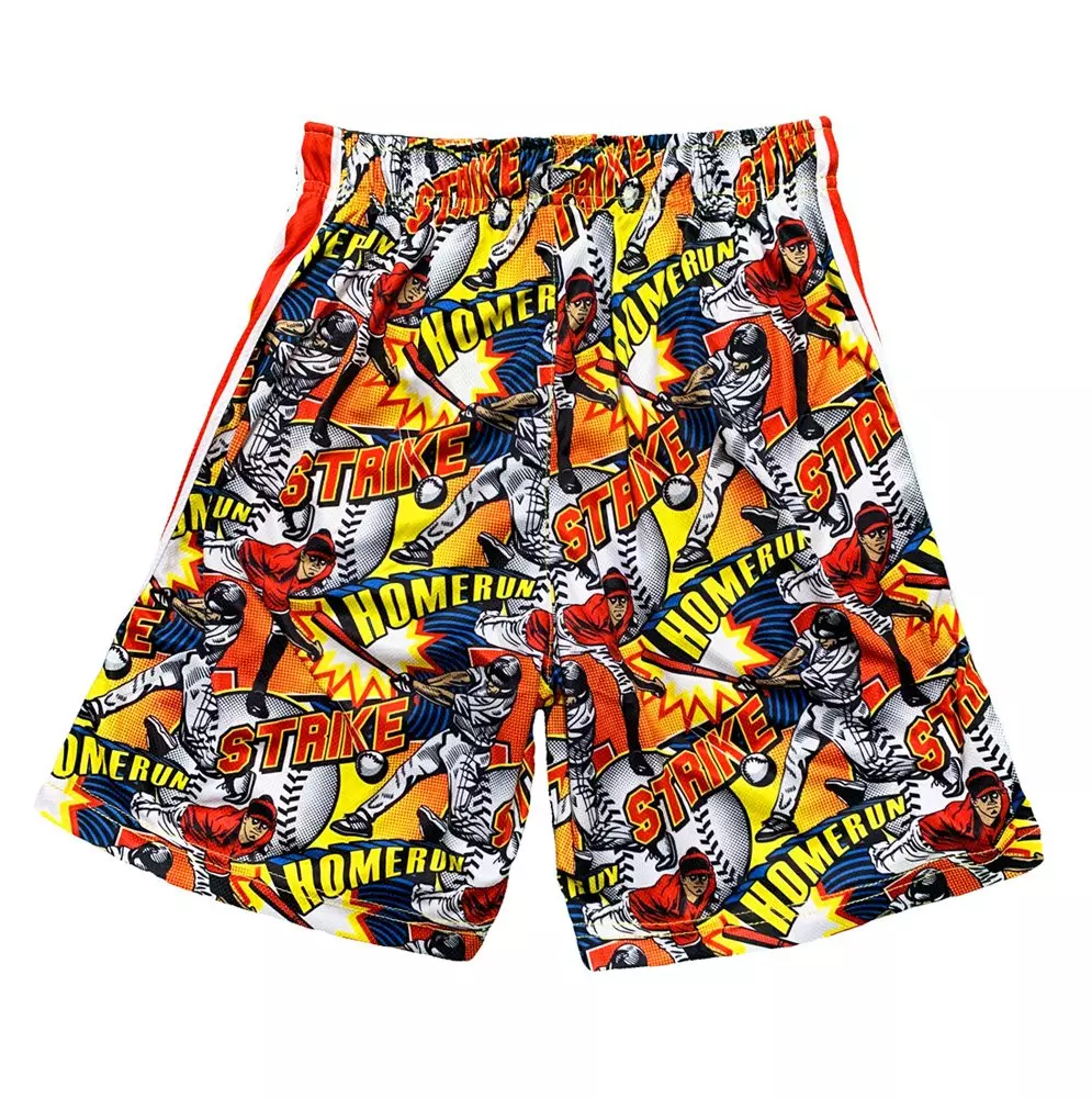 Flow Society Big Boys' Baseball Comic Sideline Attack Shorts - Orange - ORANGE