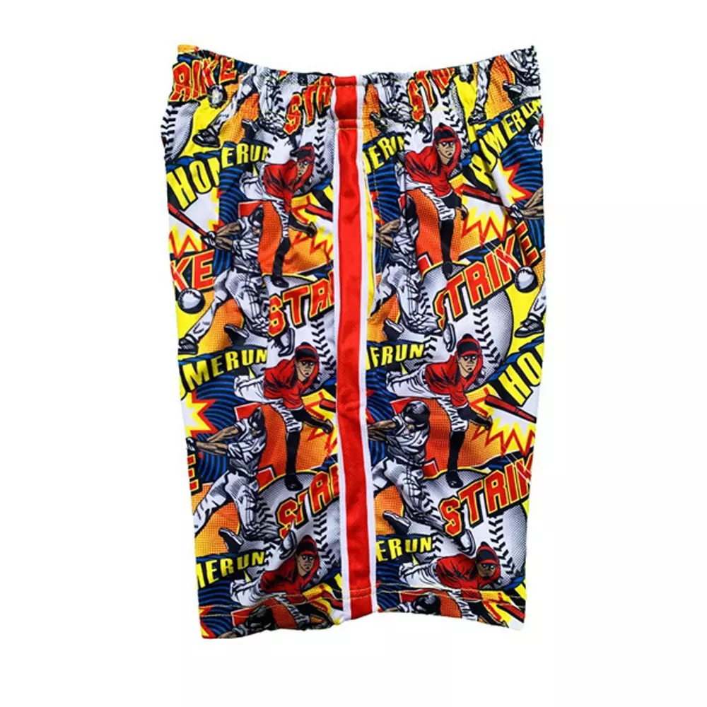 Flow Society Big Boys' Baseball Comic Sideline Attack Shorts -Orange - ORANGE
