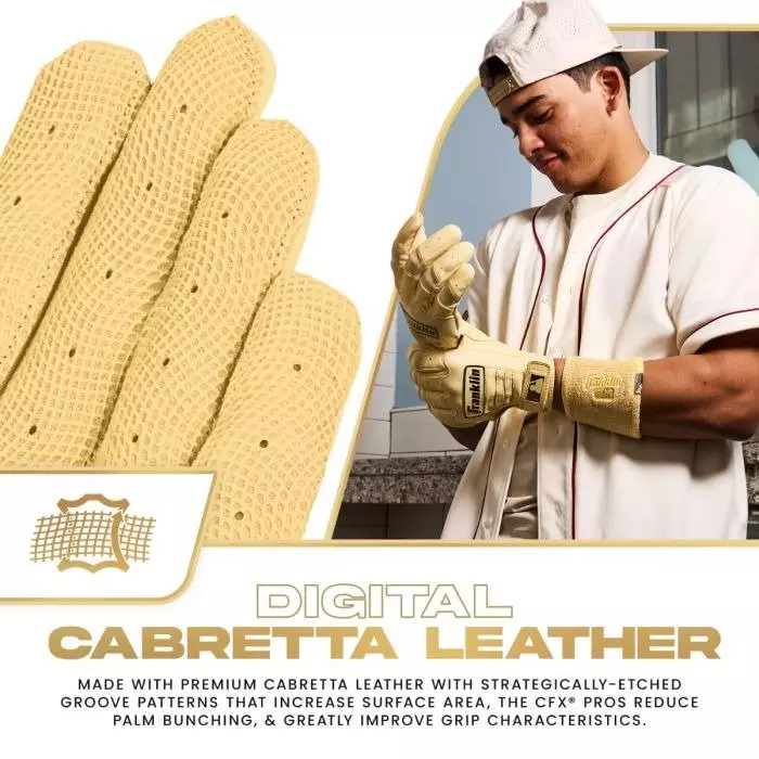 Franklin Sports CFX Pro Baseball Batting Gloves - Vanilla/Gold - VANILLA/GOLD