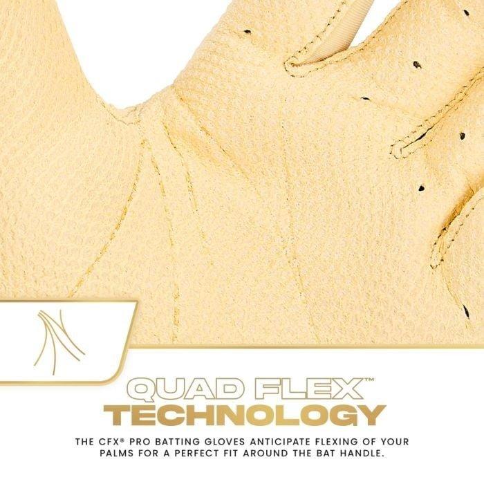 Franklin Sports CFX Pro Baseball Batting Gloves - Vanilla/Gold - VANILLA/GOLD Thumbnail View 3