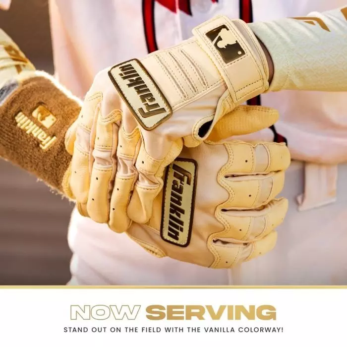 Franklin Sports CFX Pro Baseball Batting Gloves - Vanilla/Gold - VANILLA/GOLD
