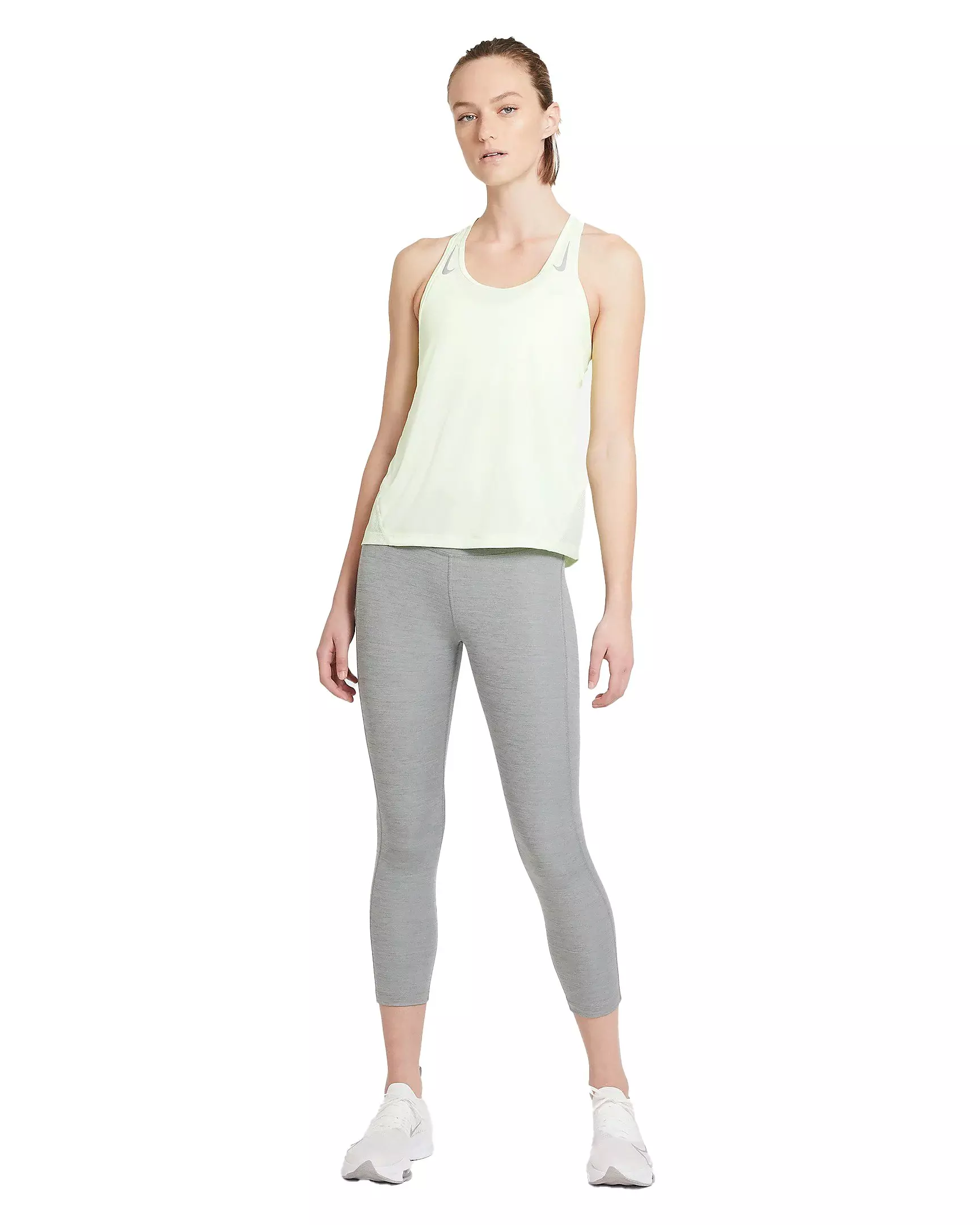 Nike Women's Fast Mid-Rise Crop Running Leggings-Grey - GREY