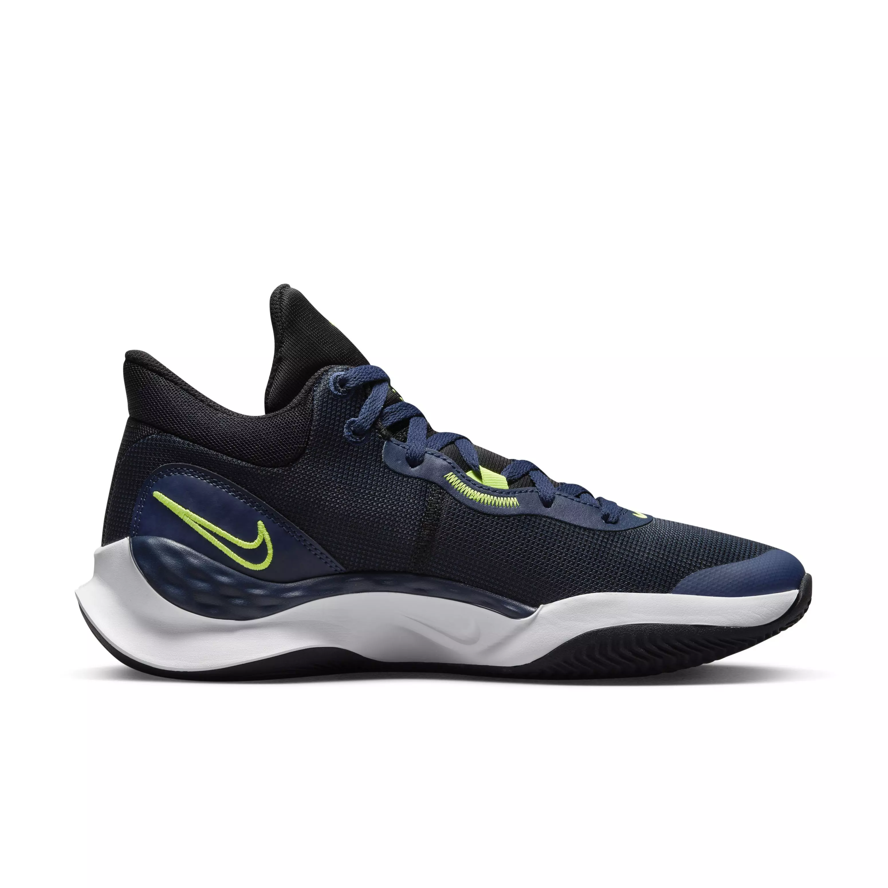 Nike Renew Elevate 3 "Black/Volt/Midnight Navy/White" Men's Basketball Shoe - BLACK/VOLT/NAVY/WHITE