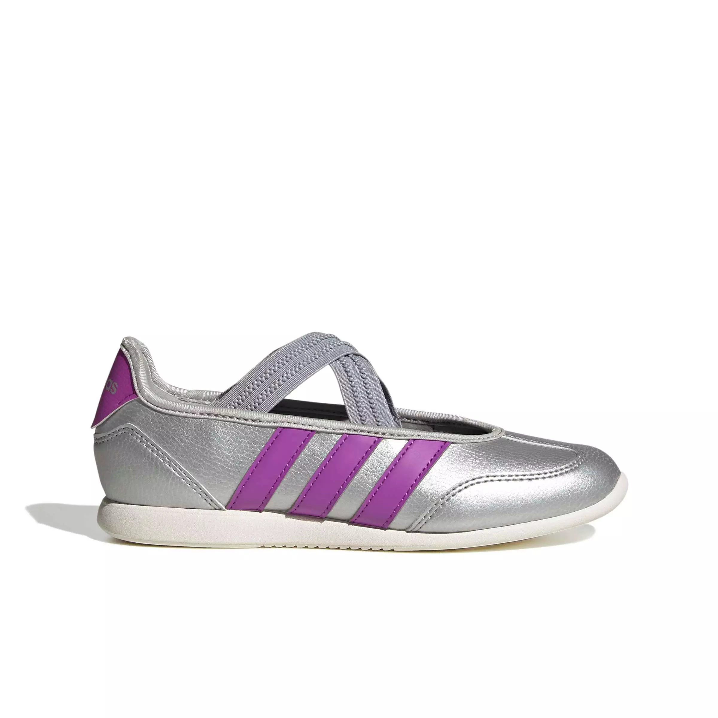 adidas Barreda Mary Jane "Silver Metallic/Purple Burst/Off White" Grade School Girls' Shoe - SILVER/PURPLE/OFF WHITE