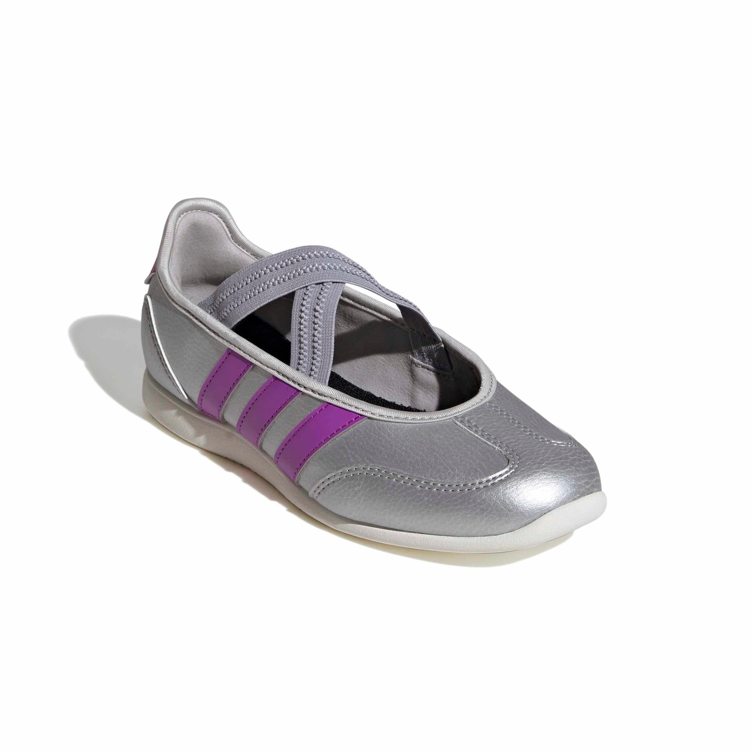 adidas Barreda Mary Jane "Silver Metallic/Purple Burst/Off White" Grade School Girls' Shoe - SILVER/PURPLE/OFF WHITE Thumbnail View 3