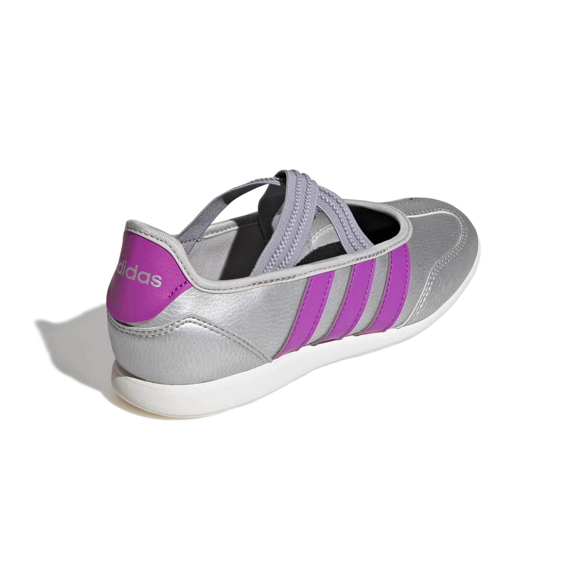 adidas Barreda Mary Jane "Silver Metallic/Purple Burst/Off White" Grade School Girls' Shoe - SILVER/PURPLE/OFF WHITE Thumbnail View 4