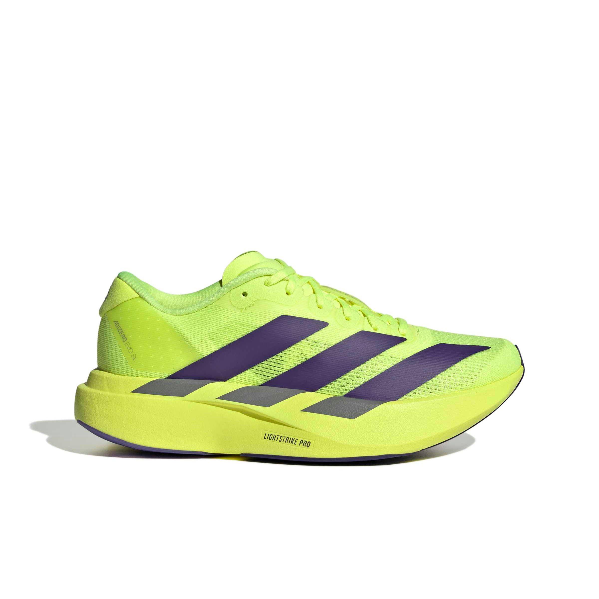 adidas Adizero EVO SL "Solar Yellow/Collegiate Purple/Core Black" Grade School Boys' Running Shoe - YELLOW/PURPLE/BLACK Thumbnail View 1