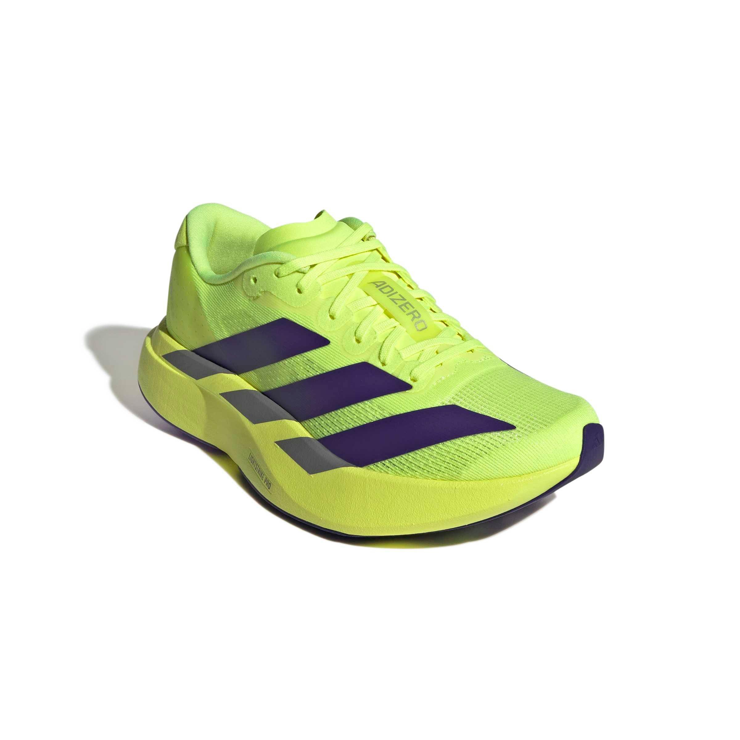 adidas Adizero EVO SL "Solar Yellow/Collegiate Purple/Core Black" Grade School Boys' Running Shoe - YELLOW/PURPLE/BLACK Thumbnail View 3