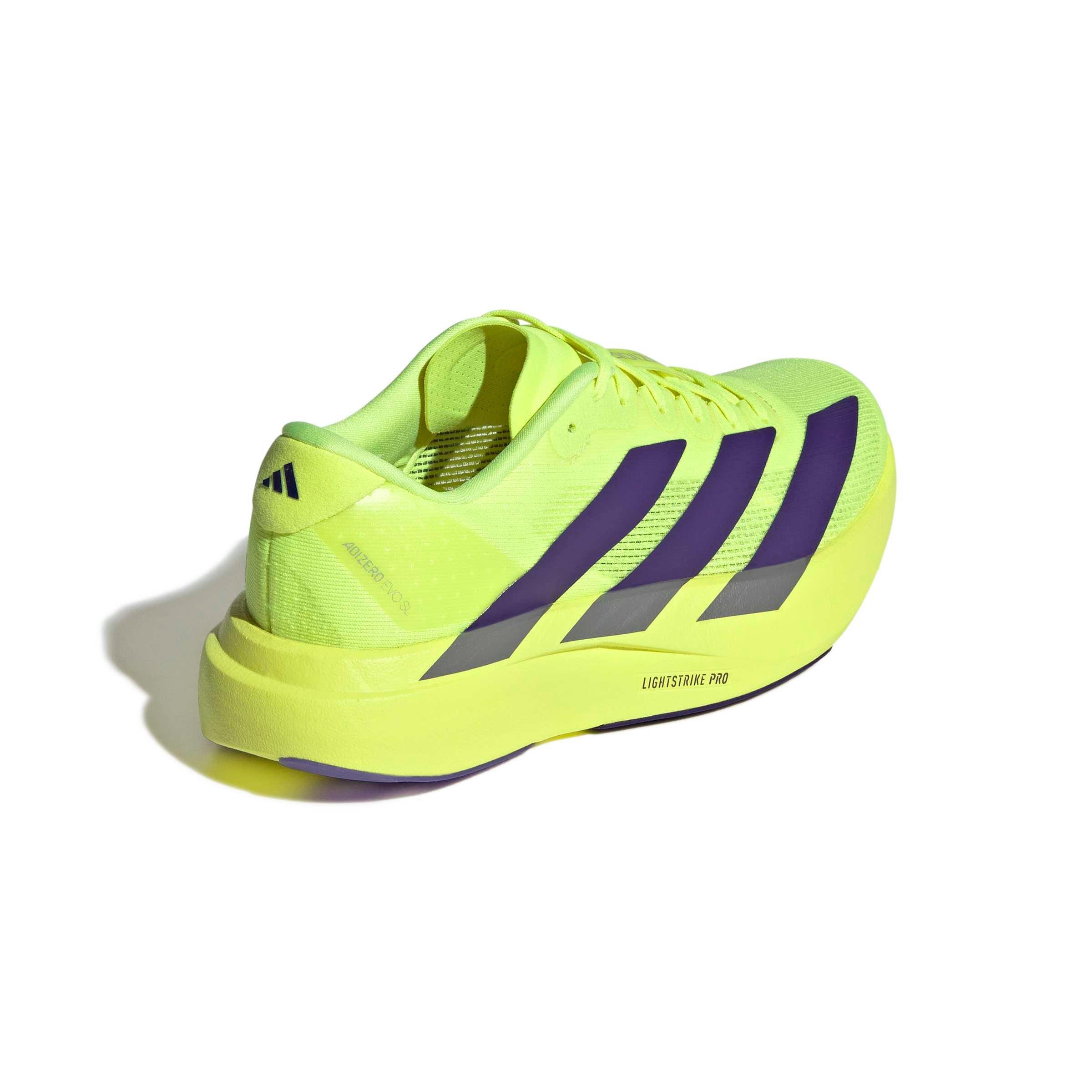 adidas Adizero EVO SL "Solar Yellow/Collegiate Purple/Core Black" Grade School Boys' Running Shoe - YELLOW/PURPLE/BLACK Thumbnail View 4
