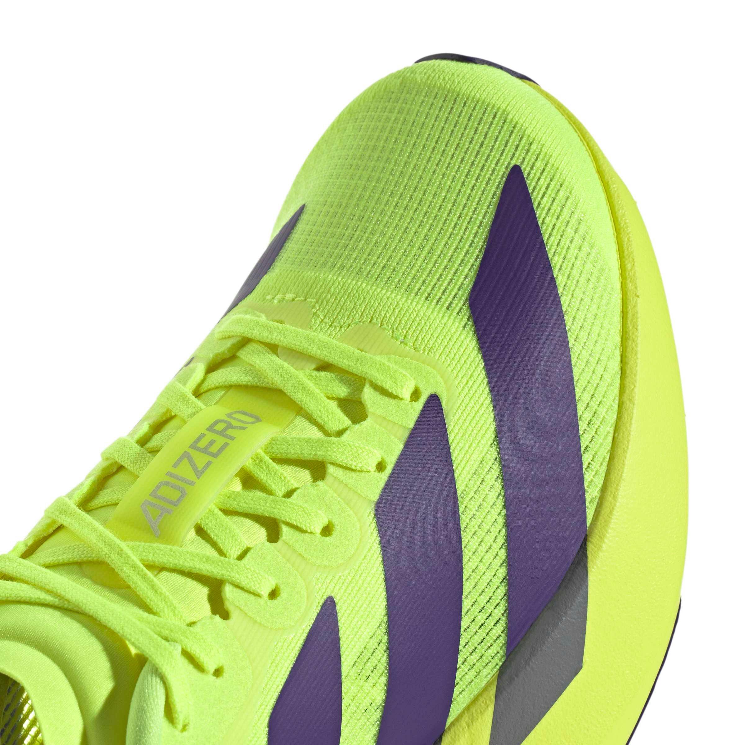 adidas Adizero EVO SL "Solar Yellow/Collegiate Purple/Core Black" Grade School Boys' Running Shoe - YELLOW/PURPLE/BLACK Thumbnail View 8