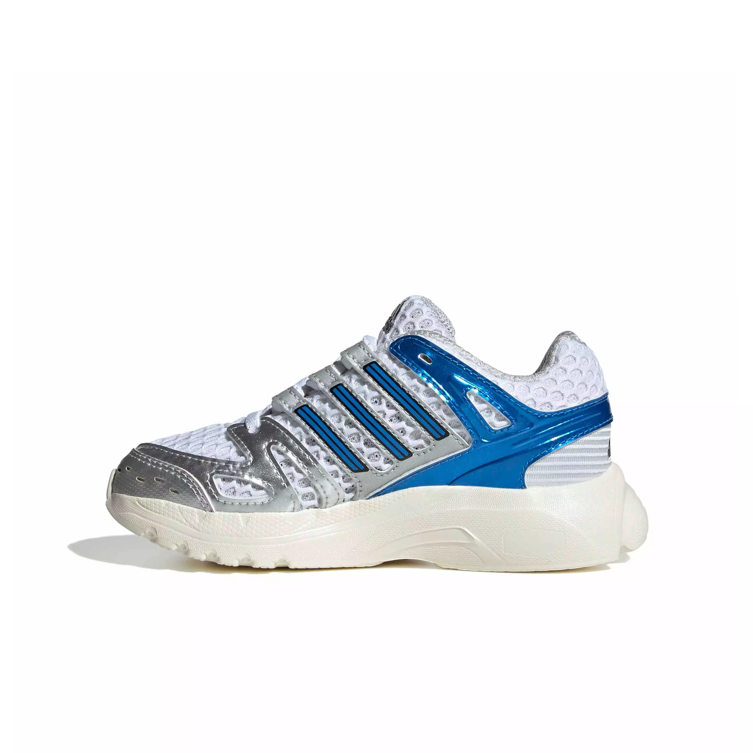 adidas Originals Adistar Control 5 EL "Ftwr White/Lucid Ray Blue/Dash Grey" Preschool Boys' Shoe - WHITE/BLUE/GREY