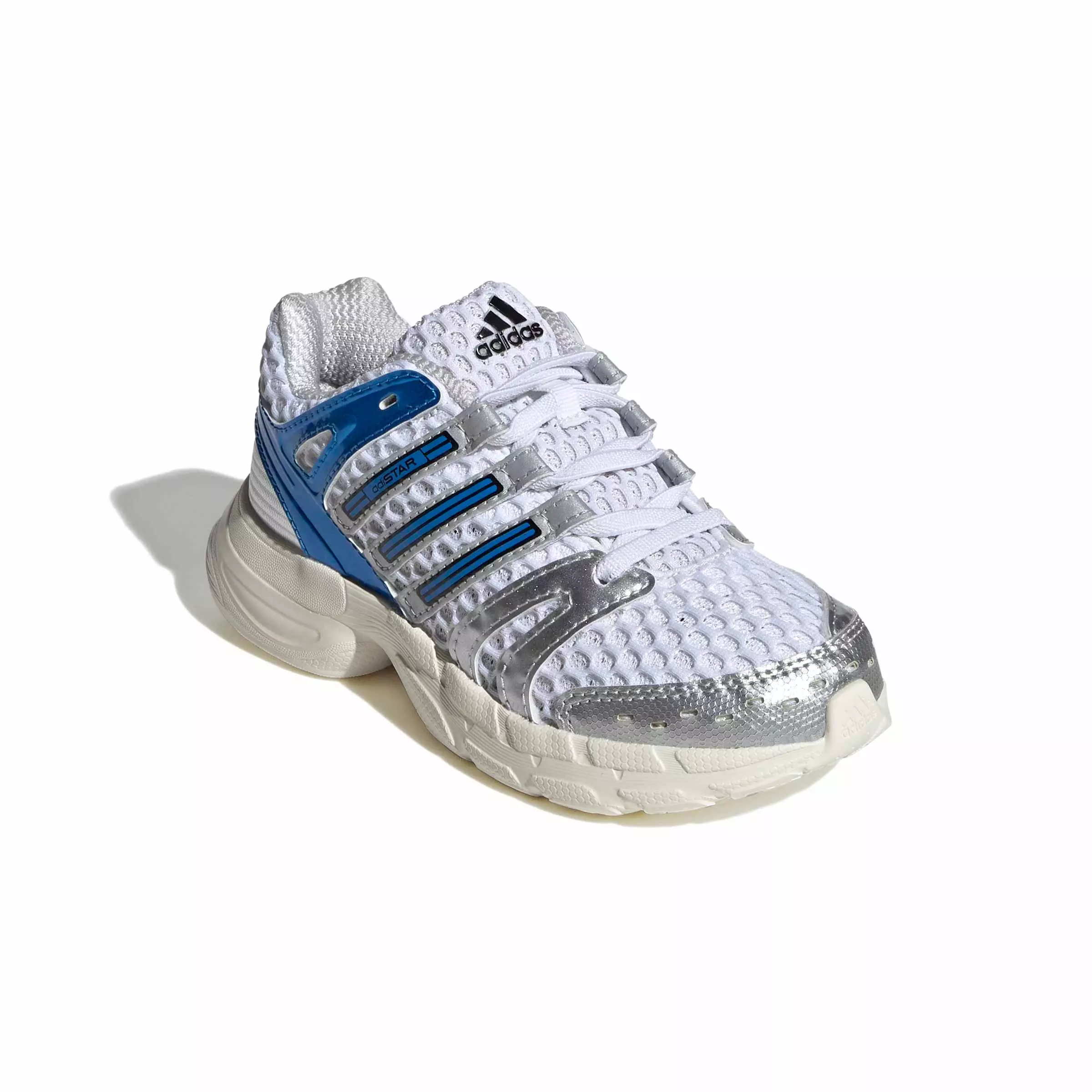 adidas Originals Adistar Control 5 EL "Ftwr White/Lucid Ray Blue/Dash Grey" Preschool Boys' Shoe - WHITE/BLUE/GREY