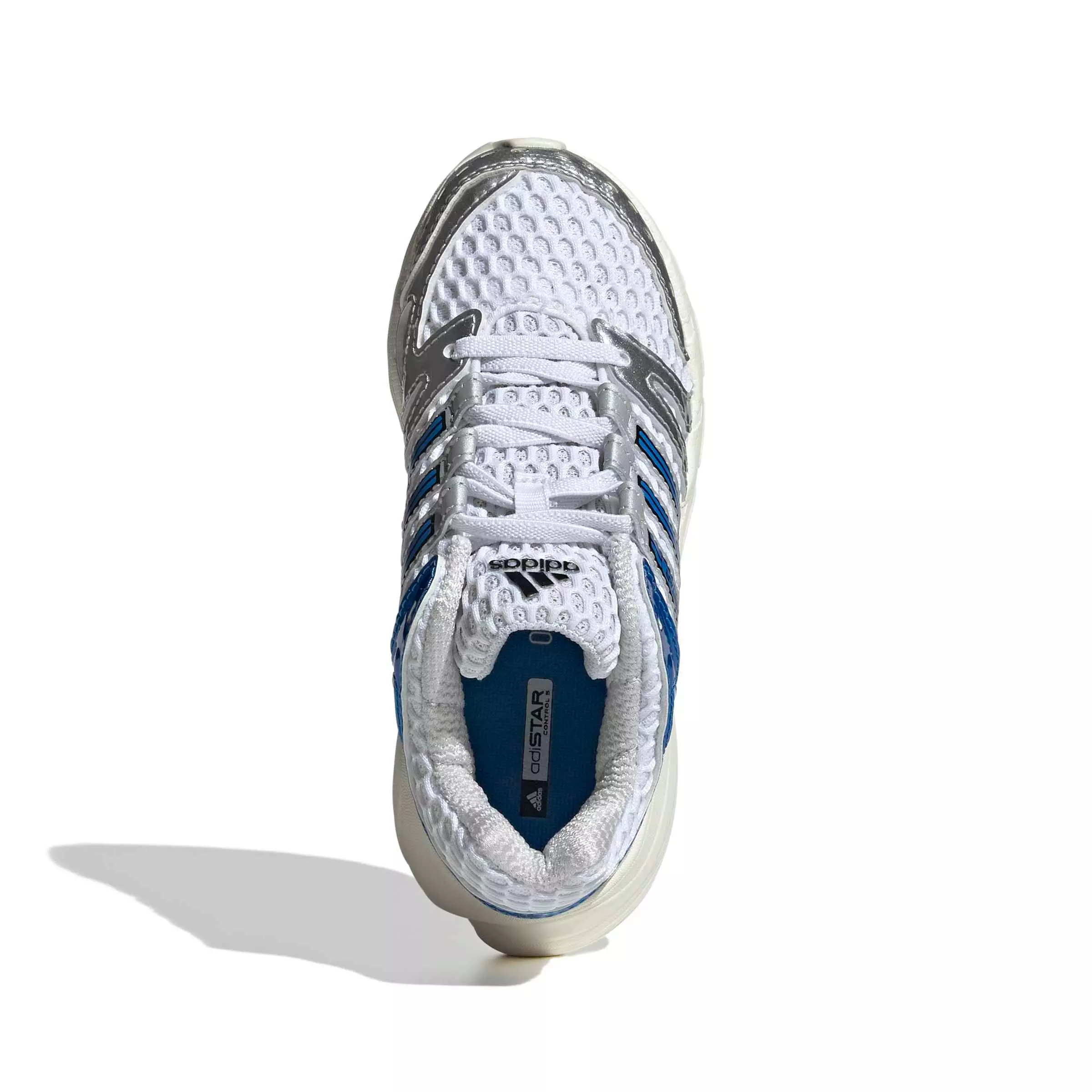 adidas Originals Adistar Control 5 EL "Ftwr White/Lucid Ray Blue/Dash Grey" Preschool Boys' Shoe - WHITE/BLUE/GREY