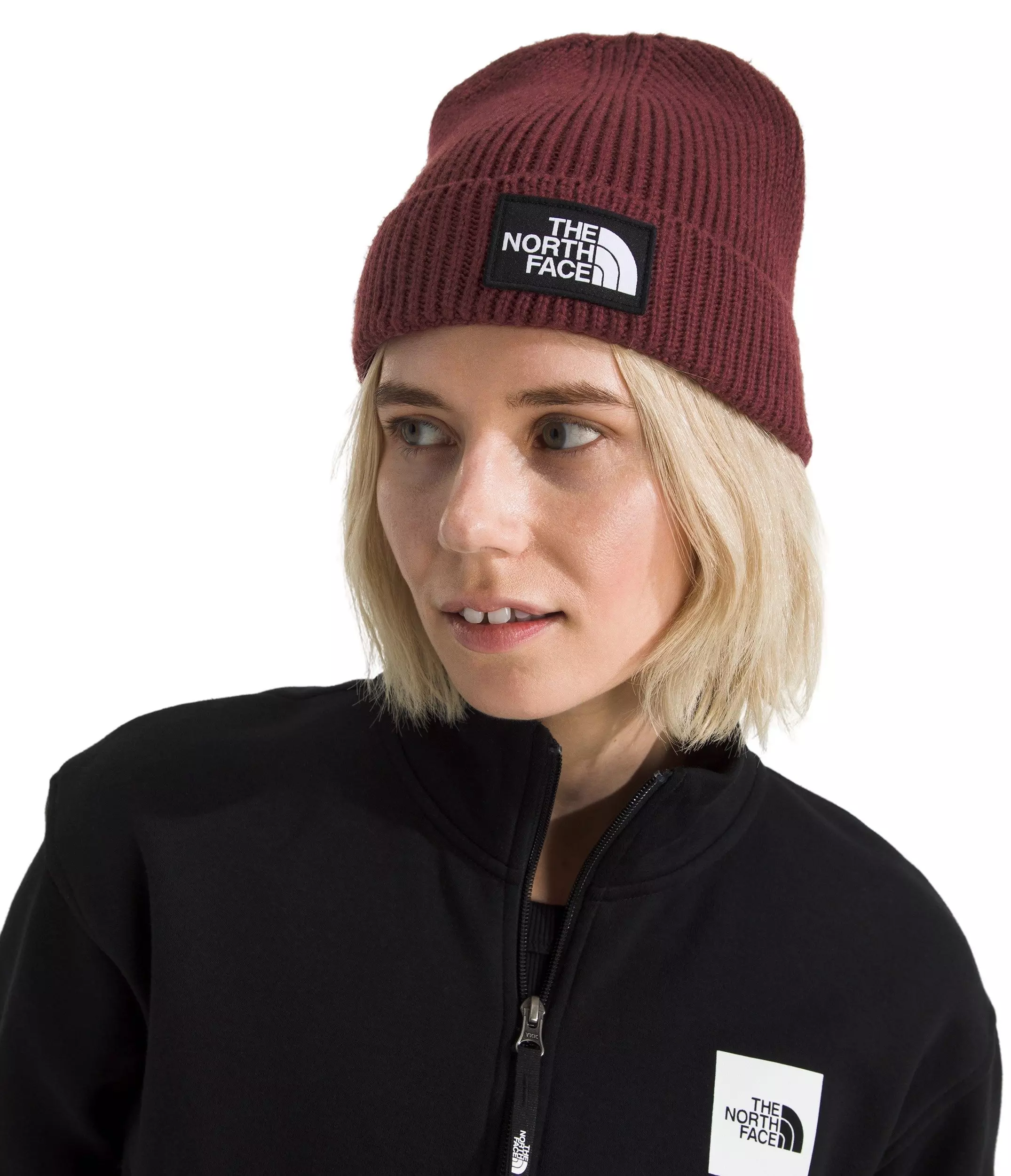The North Face Logo Box Cuffed Beanie-Dk Red - DK RED