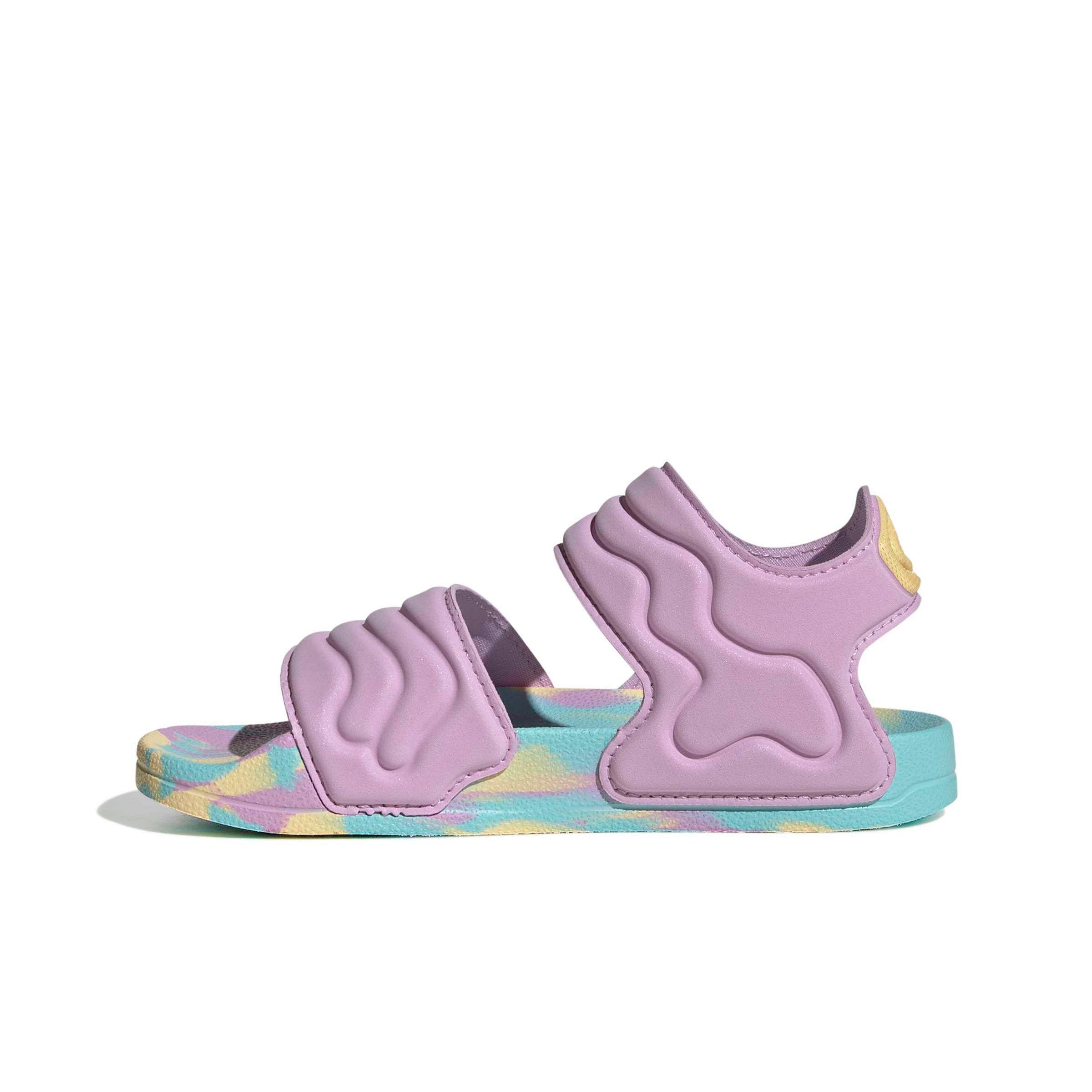 adidas Adilette 2 "Bliss Lilac/Orange Tint/Flash Aqua" Grade School Girls' Sandal - LILAC/ORANGE/AQUA Thumbnail View 2