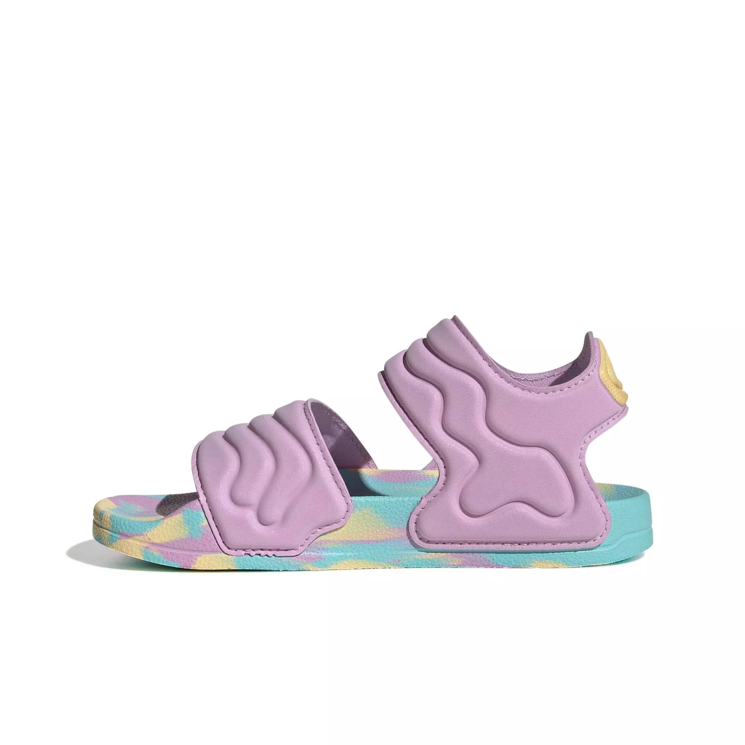 adidas Adilette 2 "Bliss Lilac/Orange Tint/Flash Aqua" Grade School Girls' Sandal - LILAC/ORANGE/AQUA