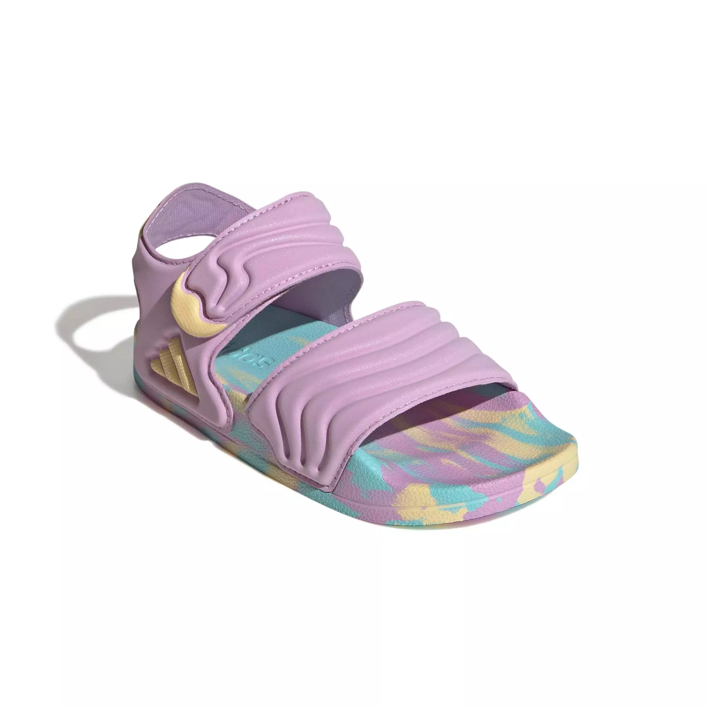 adidas Adilette 2 "Bliss Lilac/Orange Tint/Flash Aqua" Grade School Girls' Sandal - LILAC/ORANGE/AQUA
