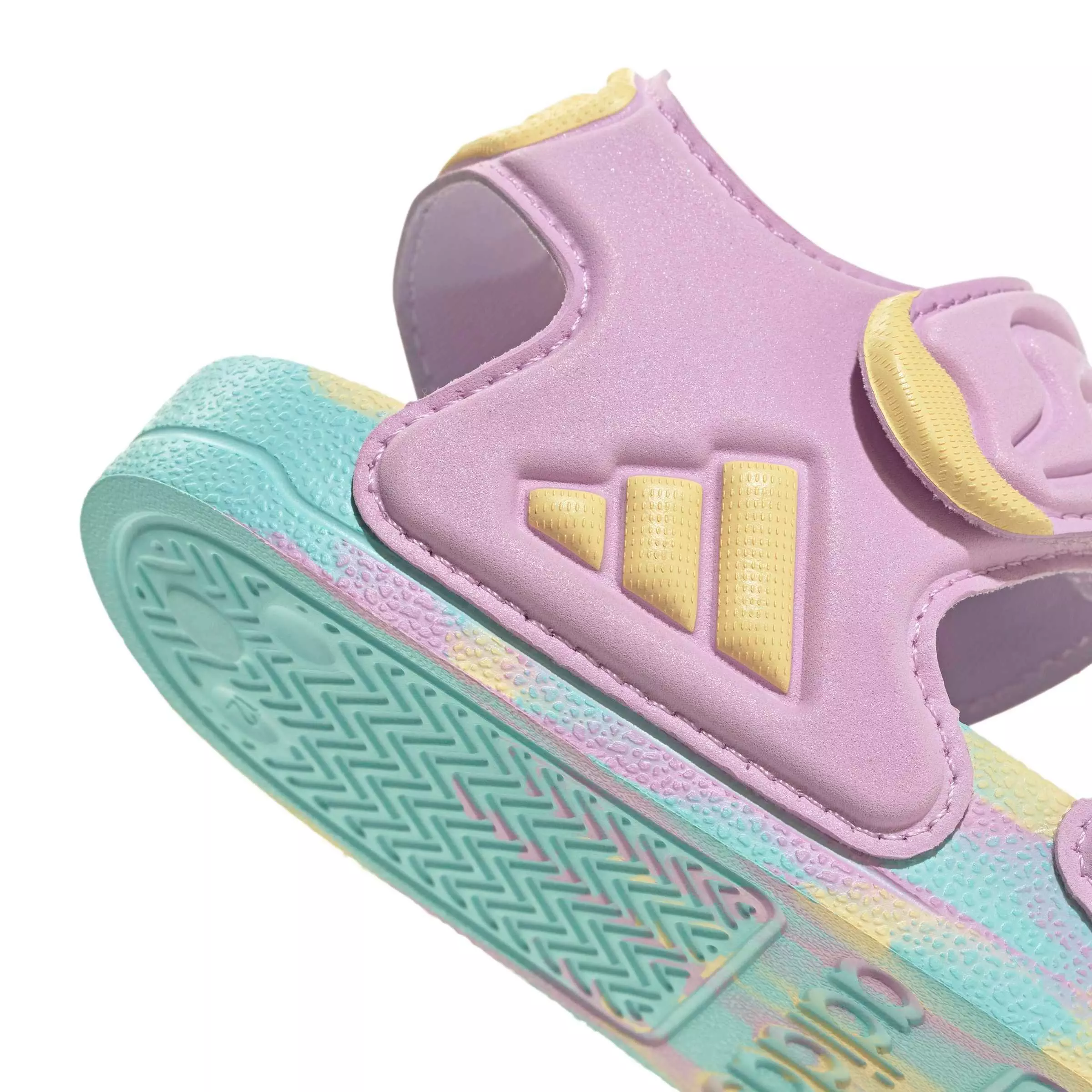 adidas Adilette 2 "Bliss Lilac/Orange Tint/Flash Aqua" Grade School Girls' Sandal - LILAC/ORANGE/AQUA