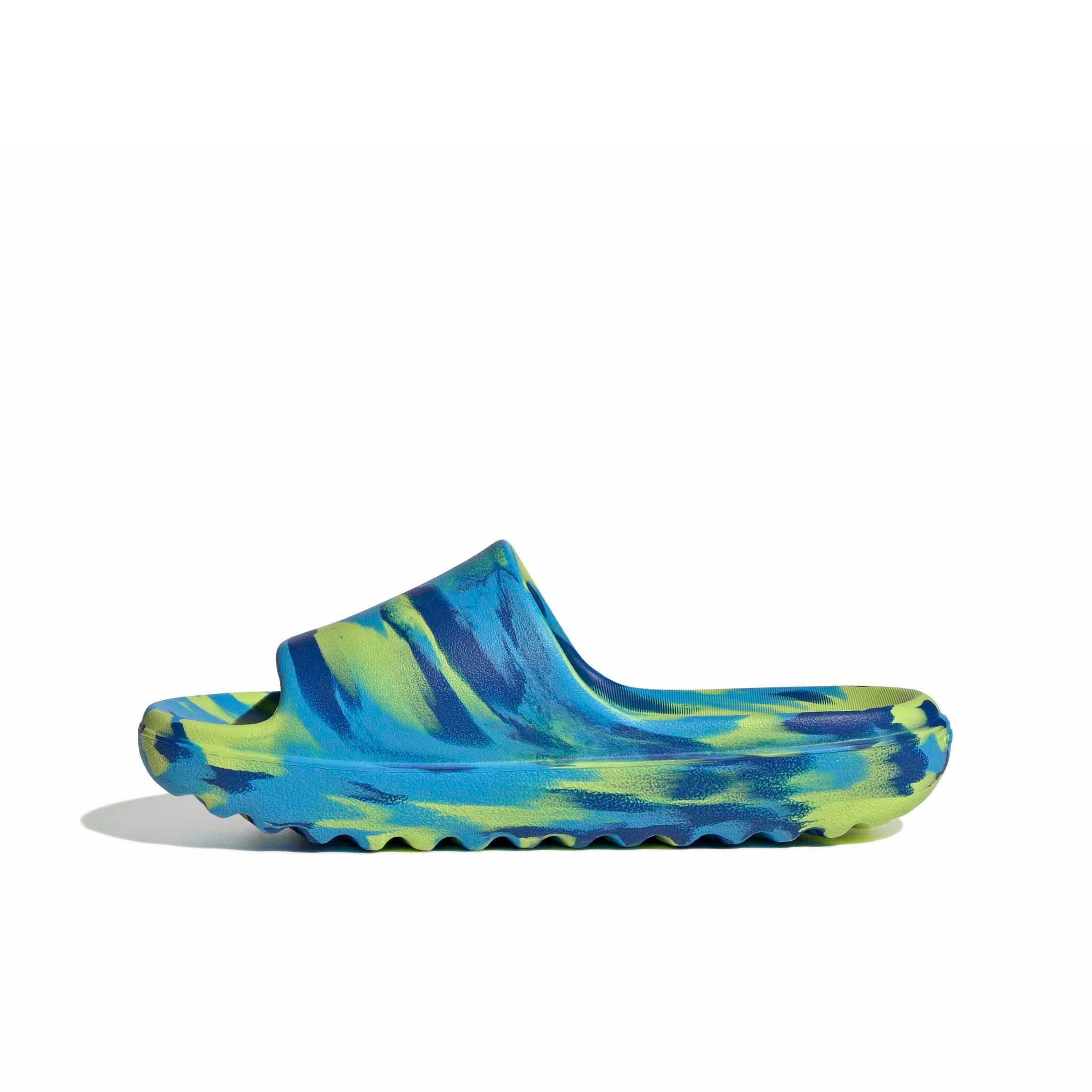 adidas Adilette Lumia "Solar Slime/Lucid Aquamarine/Team Royal Blue" Grade School Boys' Slide - SLIME/AQUAMARINE/ROYAL Thumbnail View 2