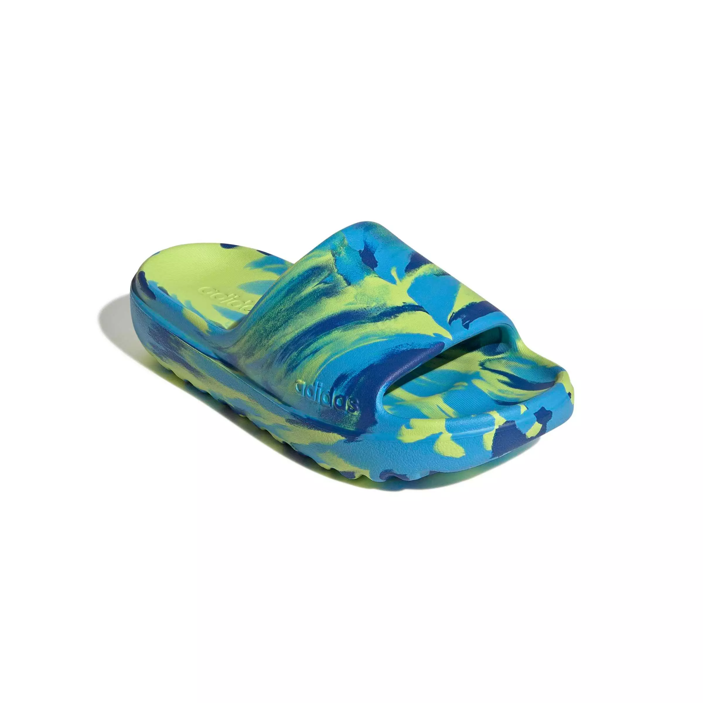 adidas Adilette Lumia "Solar Slime/Lucid Aquamarine/Team Royal Blue" Grade School Boys' Slide - SLIME/AQUAMARINE/ROYAL